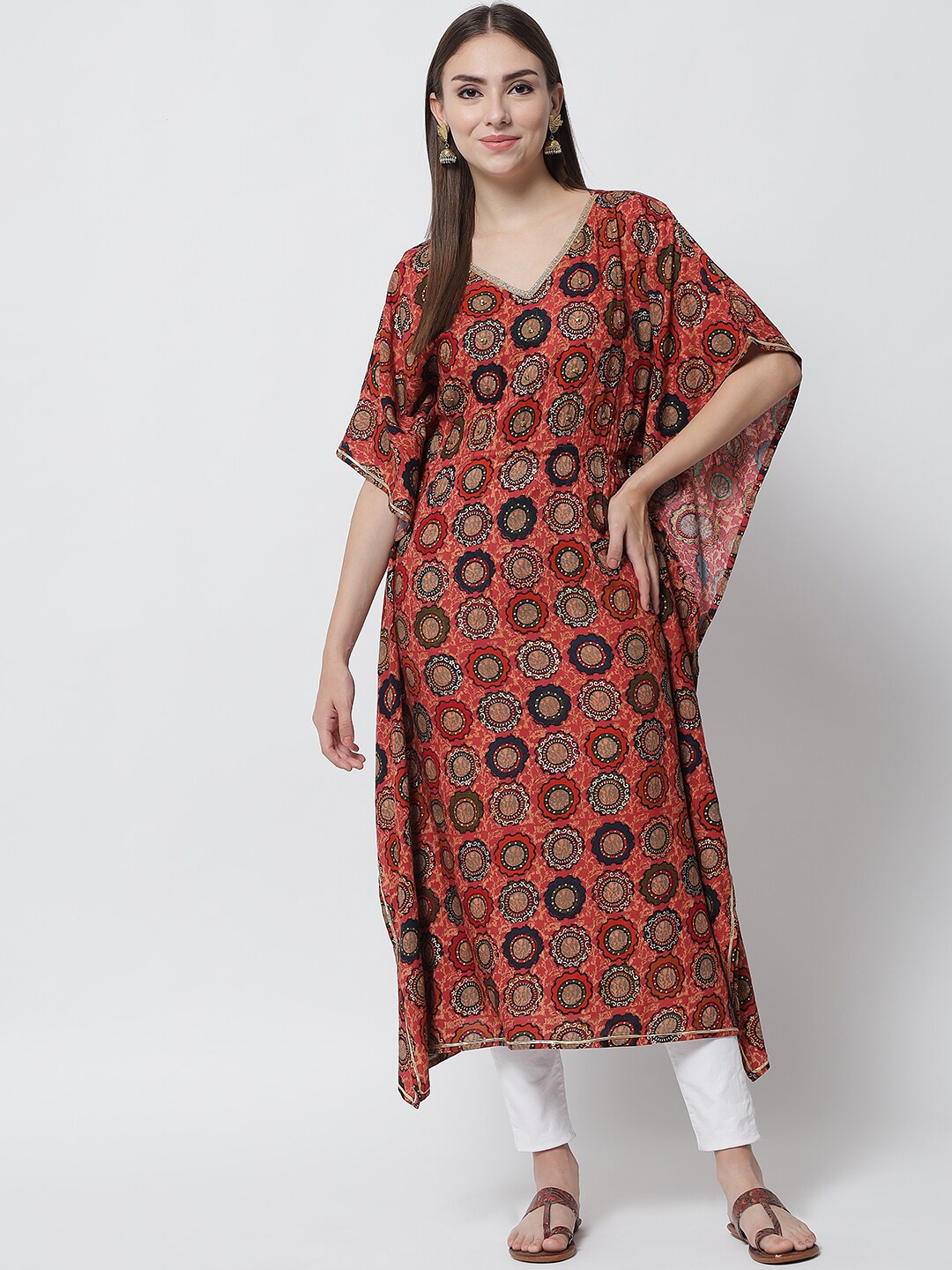 

Pankvi Women Rust Ethnic Motifs Printed Kurta