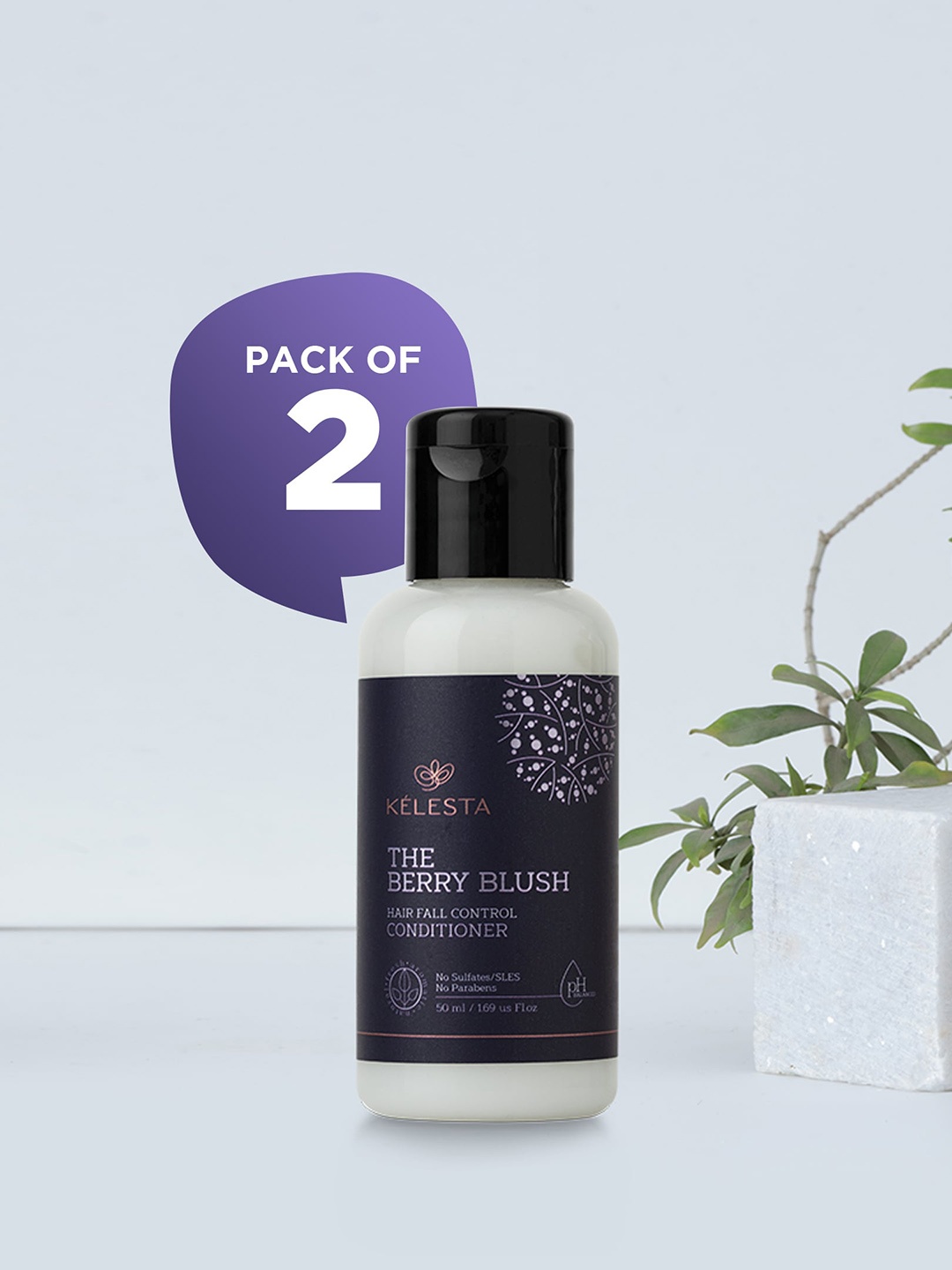 

KELESTA Set of 2 The Berry Blush Hair Fall Control Conditioner - 50ml each, Navy blue