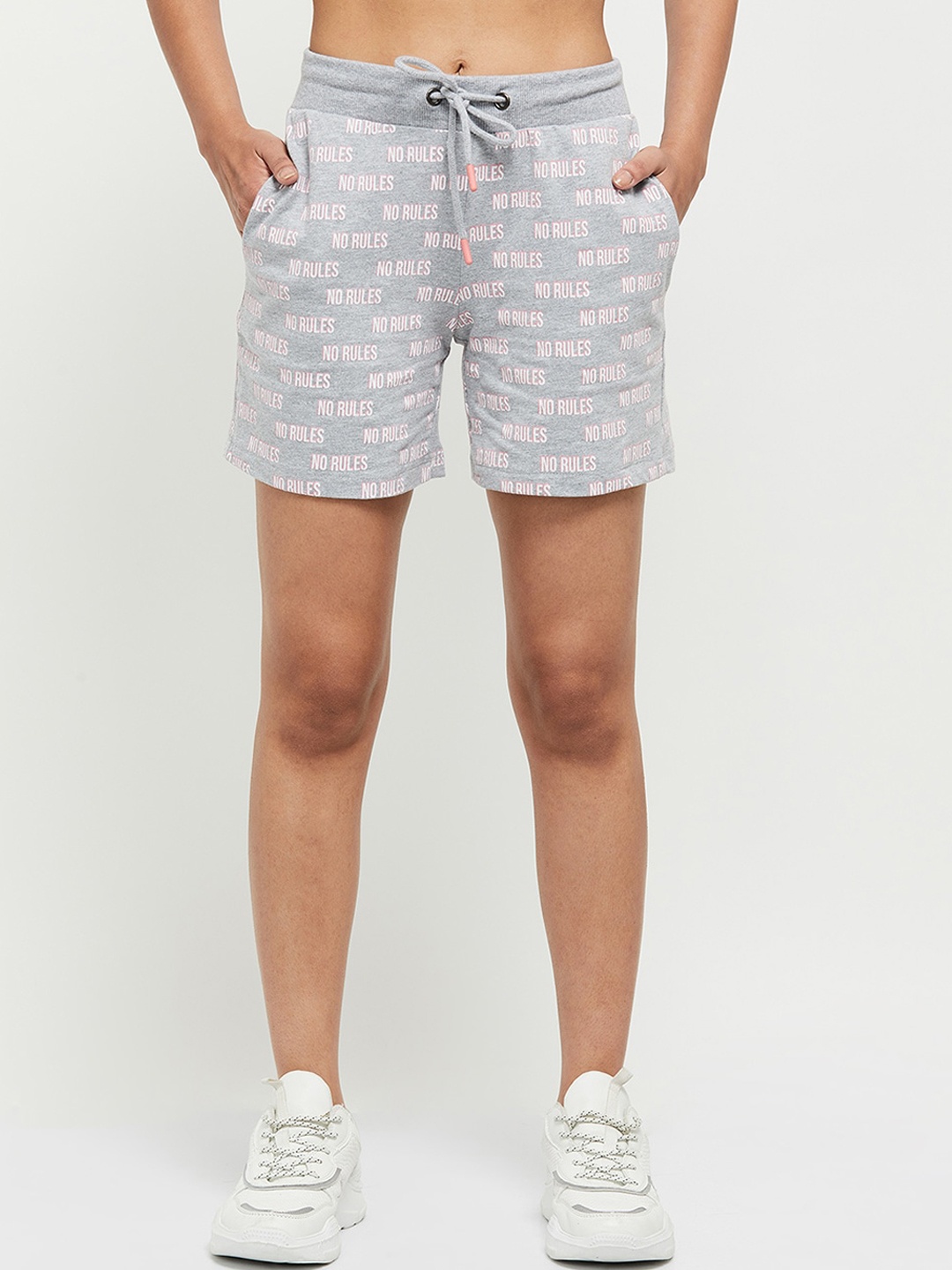 

max Women Grey No Rules Typography Printed Shorts