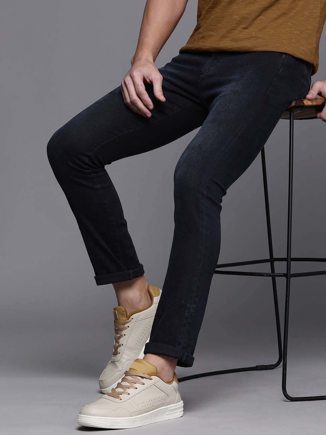 

Louis Philippe Jeans Men Navy Blue Slim Fit Low-Rise Low Distress Stretchable Jeans