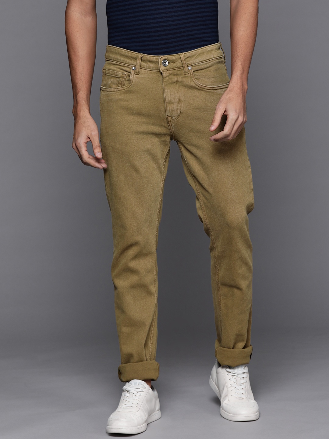 

Louis Philippe Jeans Men Khaki Slim Fit Premium Twill Stretchable Jeans