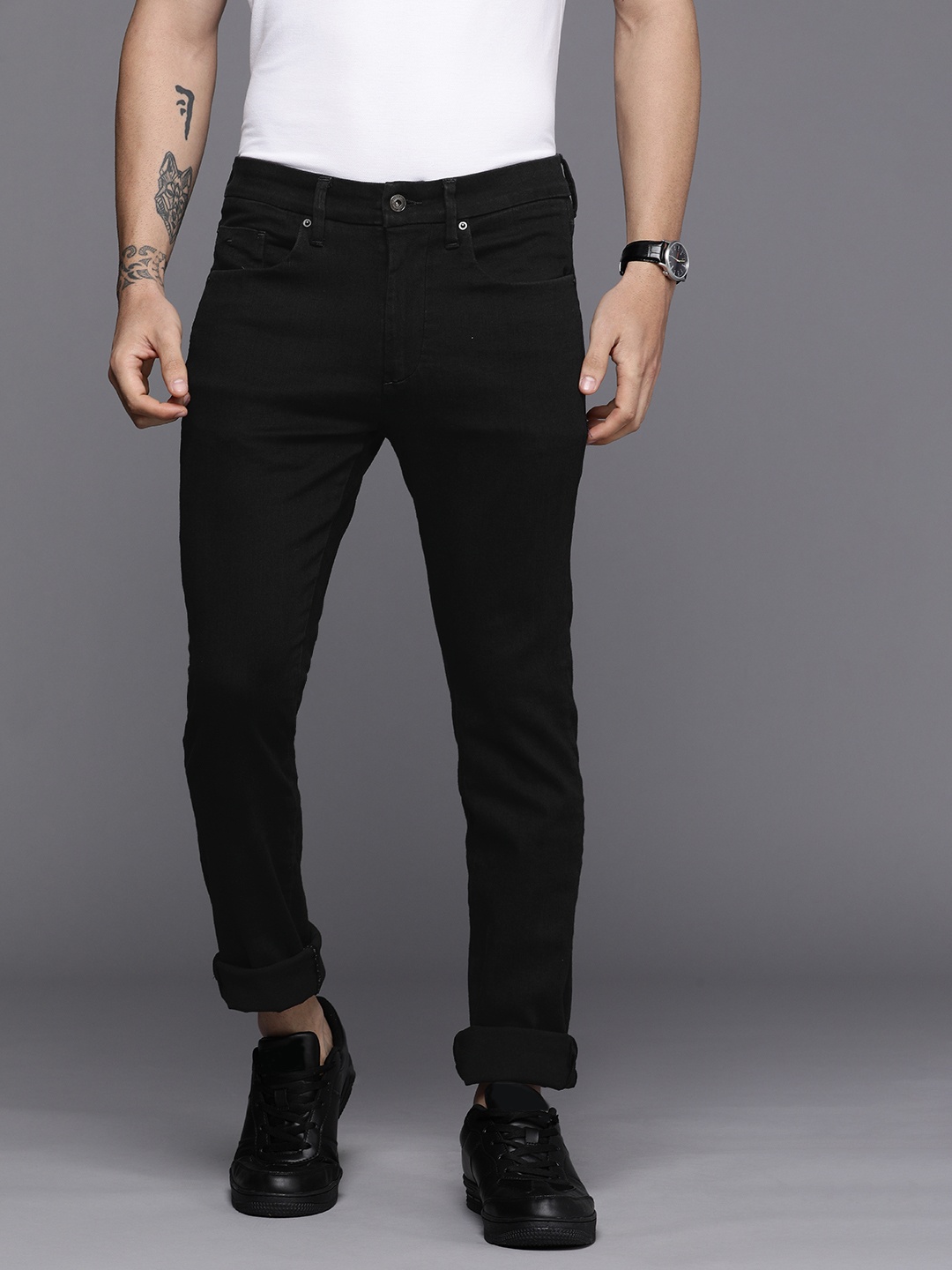 

Louis Philippe Jeans Men Black Slim Fit Low-Rise Stretchable Jeans