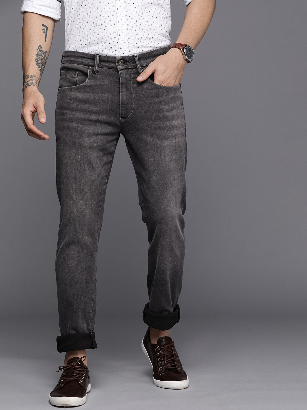 

Louis Philippe Jeans Men Grey Slim Fit Low-Rise Light Fade Stretchable Jeans