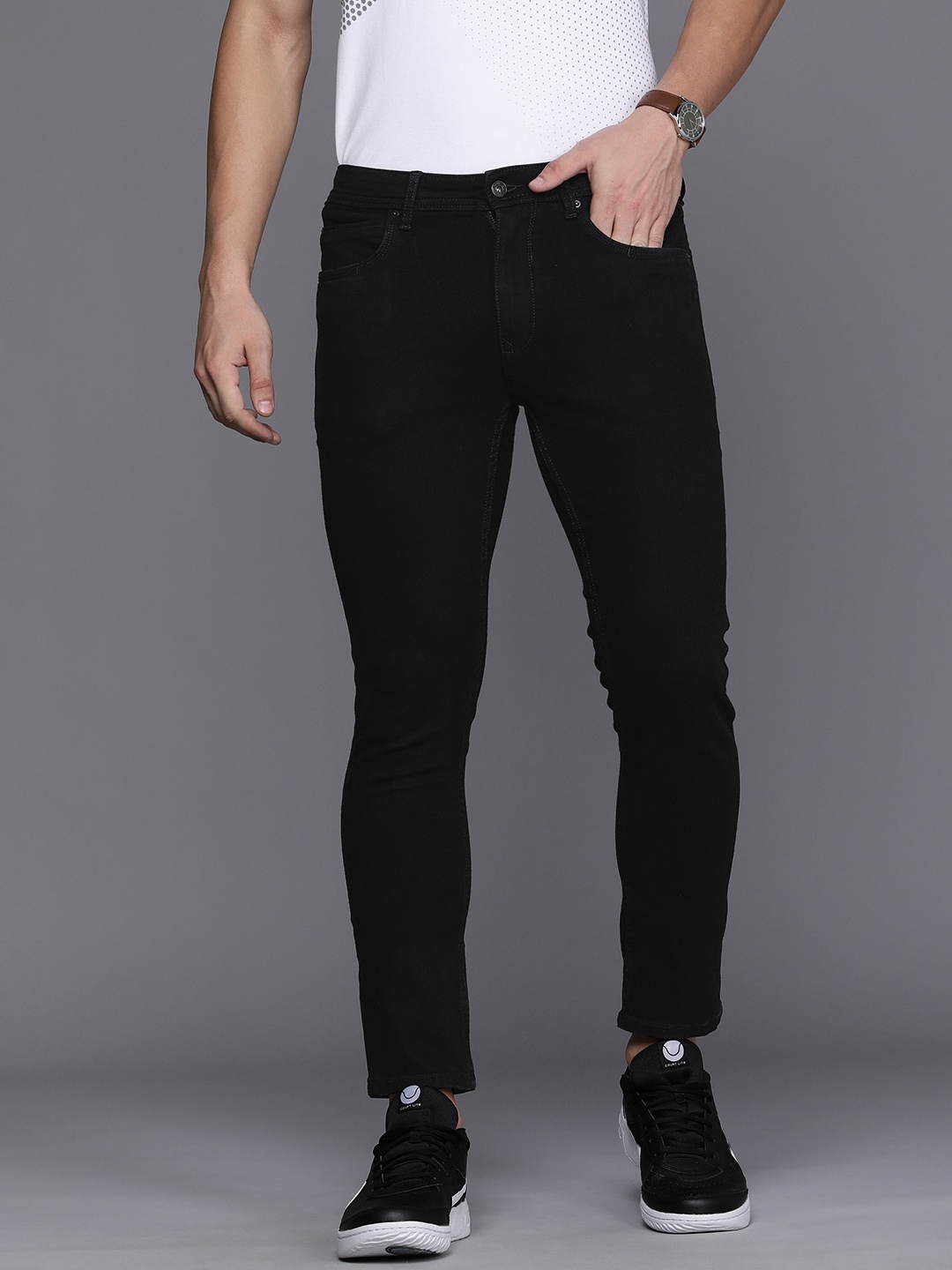 

Louis Philippe Jeans Men Navy Blue Smart Slim Fit Low-Rise Stretchable Jeans