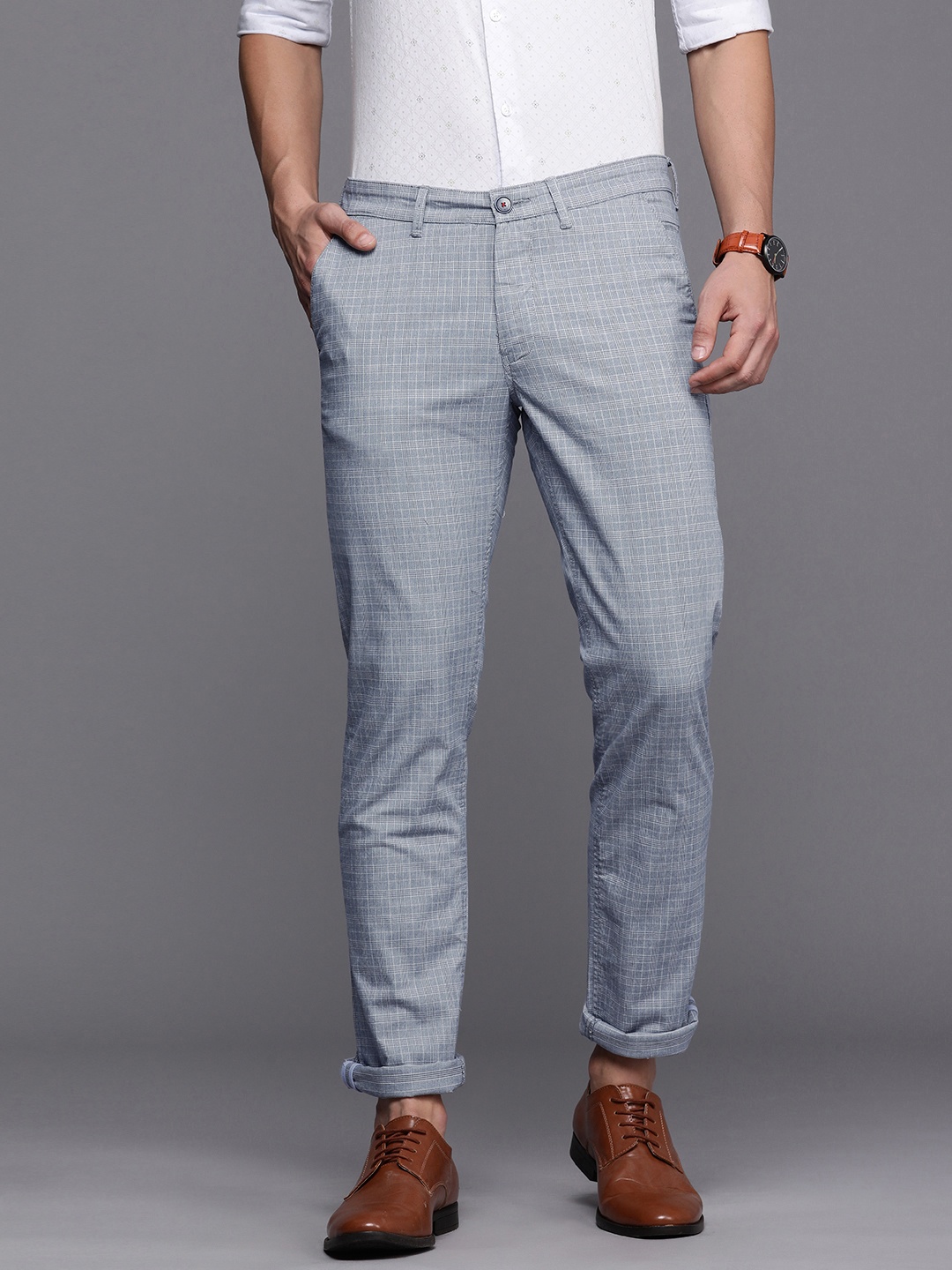 

Louis Philippe Sport Men Blue Checked Trousers