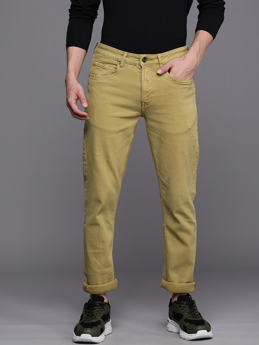 

Louis Philippe Jeans Men Olive Green Slim Fit Low-Rise Clean Look Stretchable Jeans