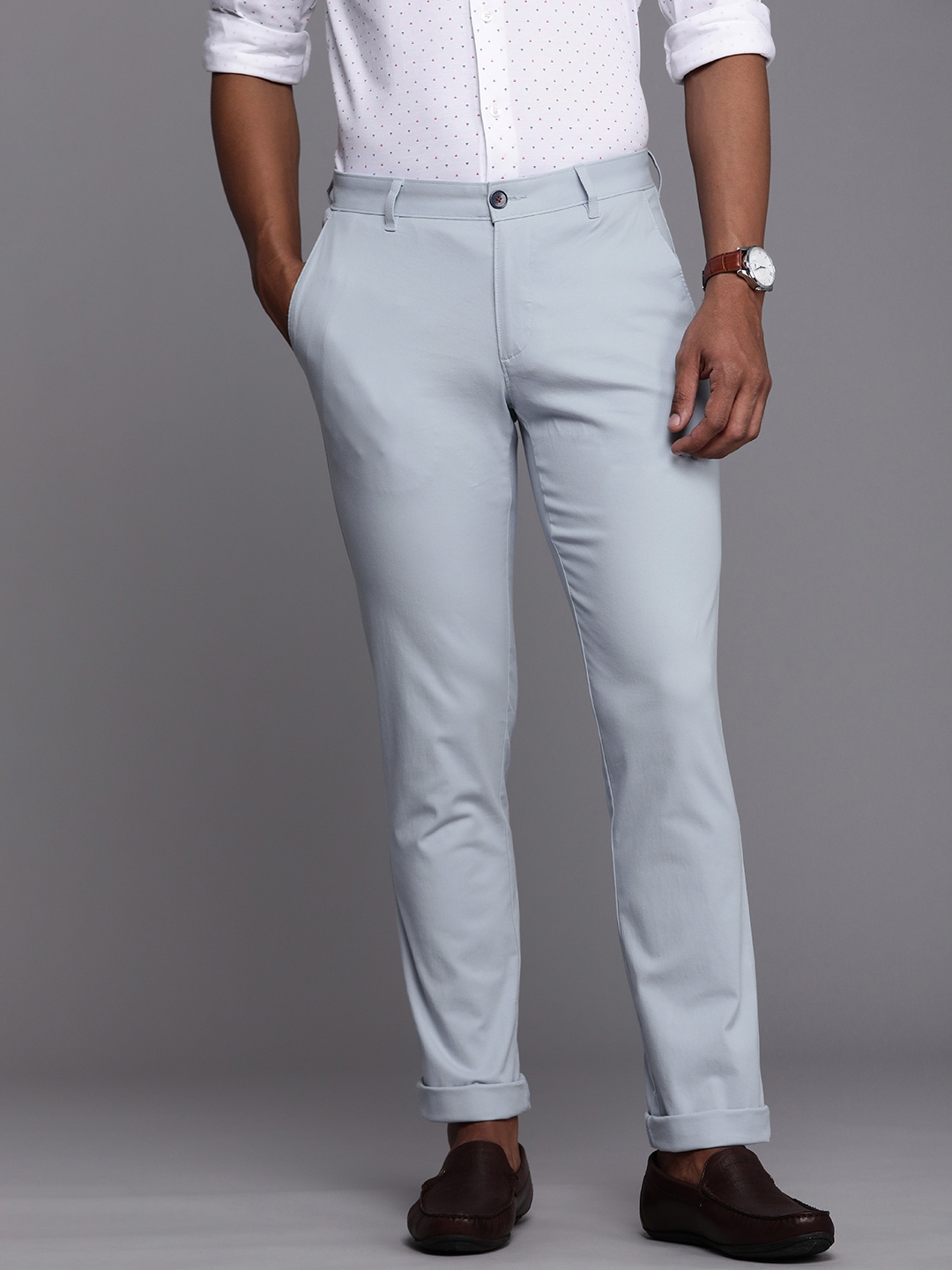 

Louis Philippe Sport Men Blue Solid Slim Fit Trousers