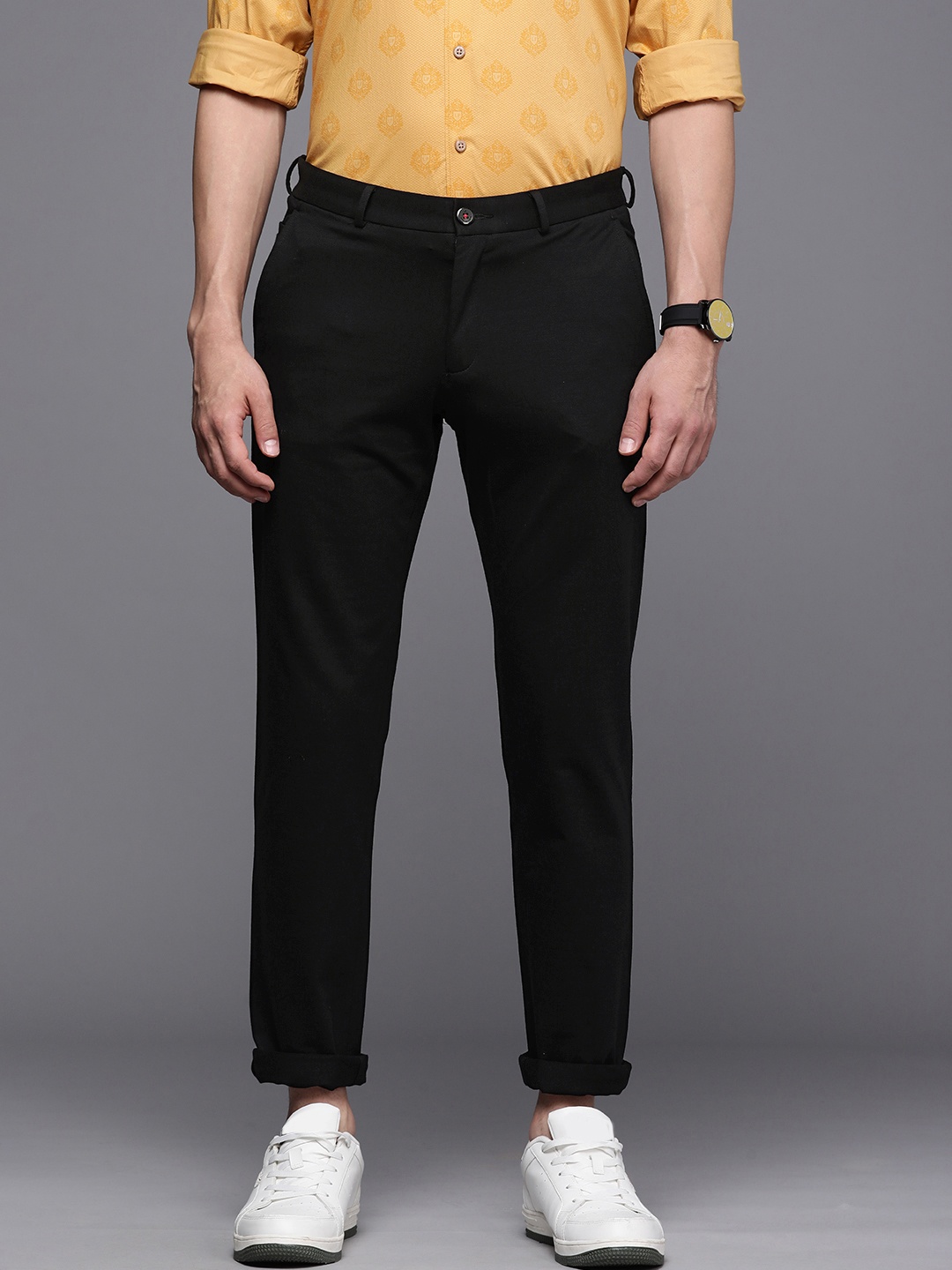 

Louis Philippe Sport Men Black Slim Fit Low-Rise Trousers