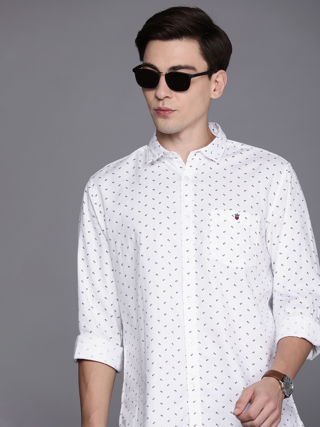 

Louis Philippe Jeans Men White Slim Fit Printed Pure Cotton Casual Shirt