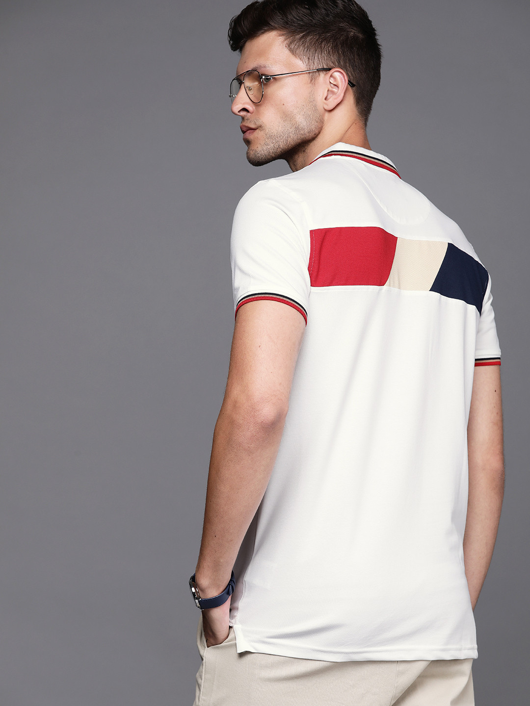 

Louis Philippe Sport Men White Polo Collar Slim Fit T-shirt