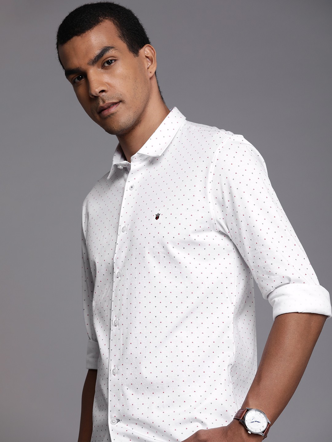 

Louis Philippe Sport Men White & Red Slim Fit Printed Pure Cotton Casual Shirt