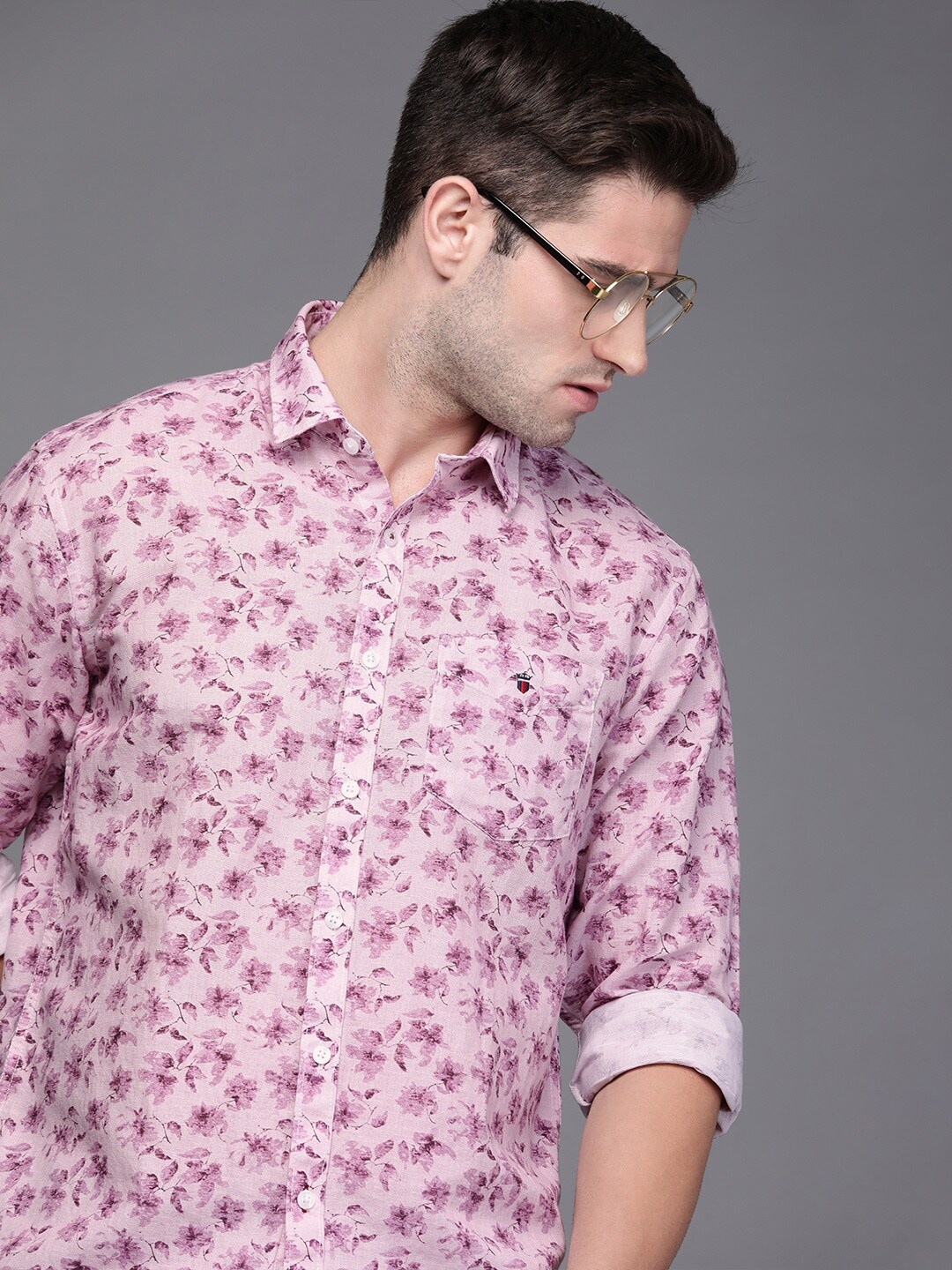 

Louis Philippe Sport Men Fuchsia Pink Slim Fit Floral Opaque Printed Casual Shirt