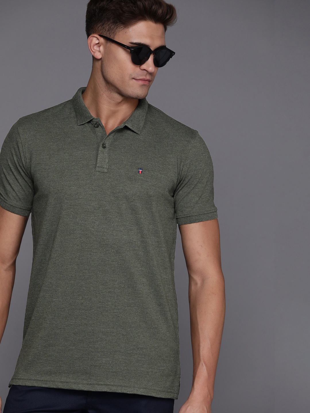 

Louis Philippe Sport Men Olive Green Polo Collar T-shirt