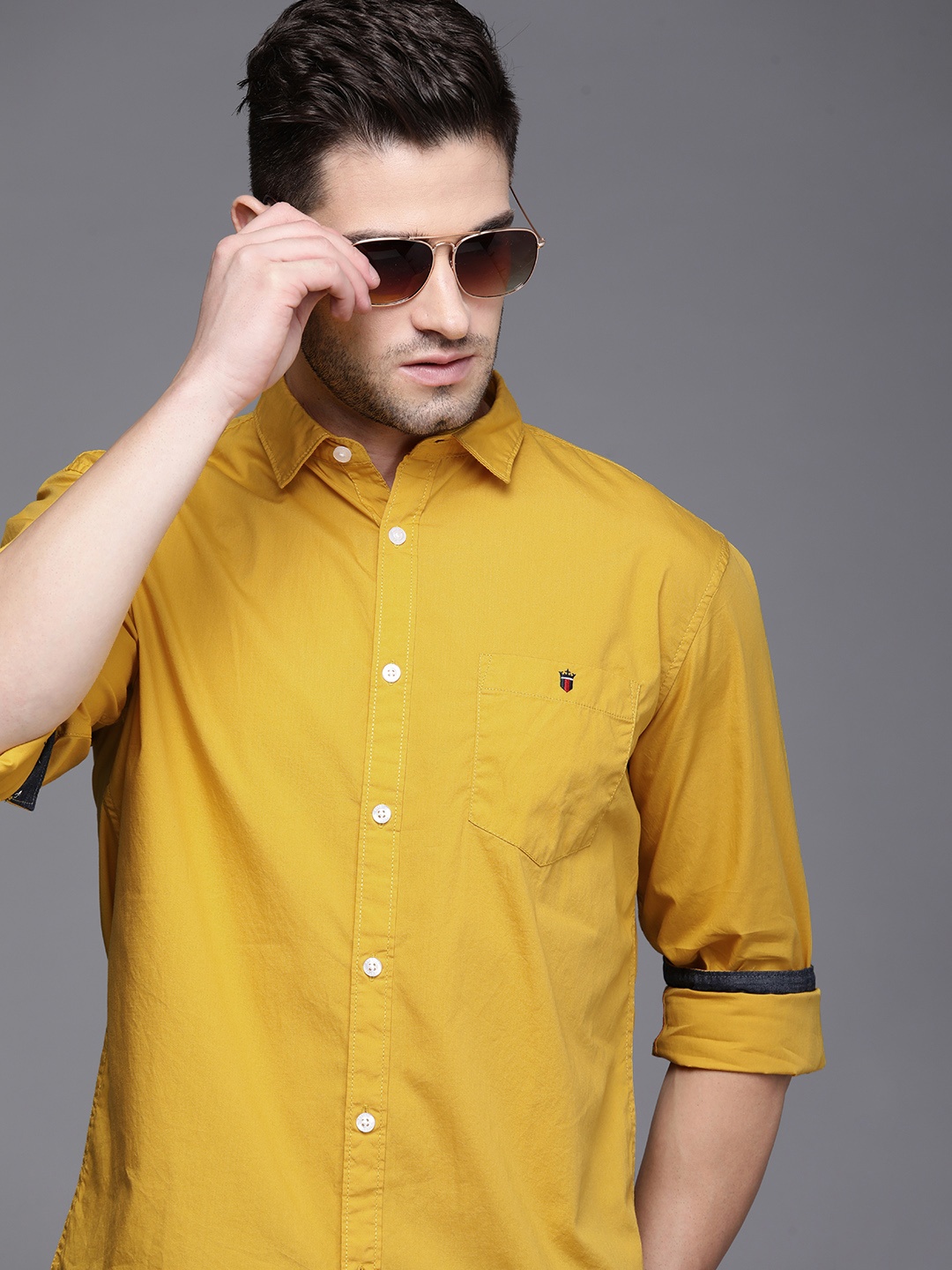 

Louis Philippe Jeans Men Yellow Slim Fit Casual Shirt
