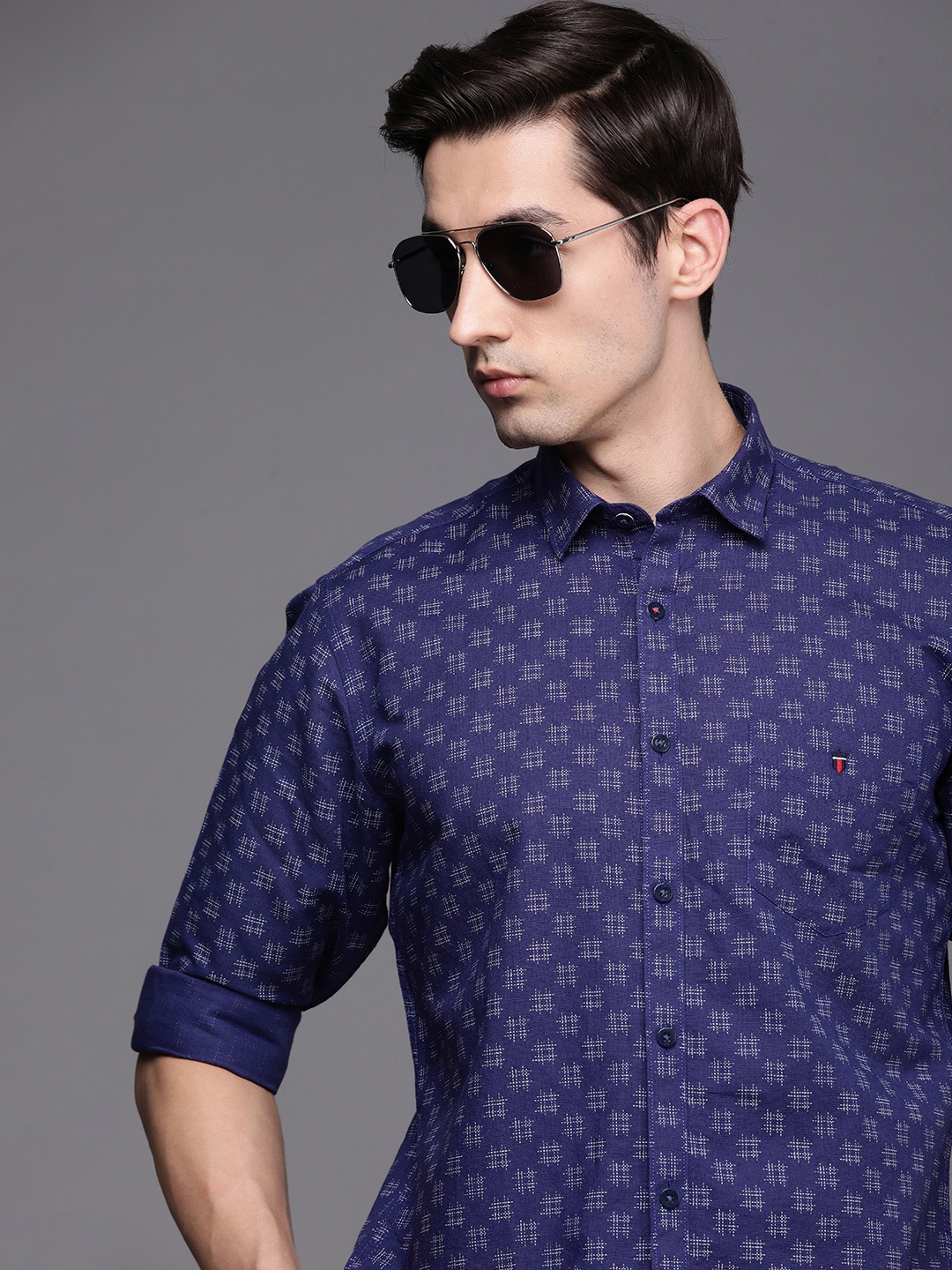 

Louis Philippe Sport Men Navy Blue Slim Fit Printed Casual Shirt