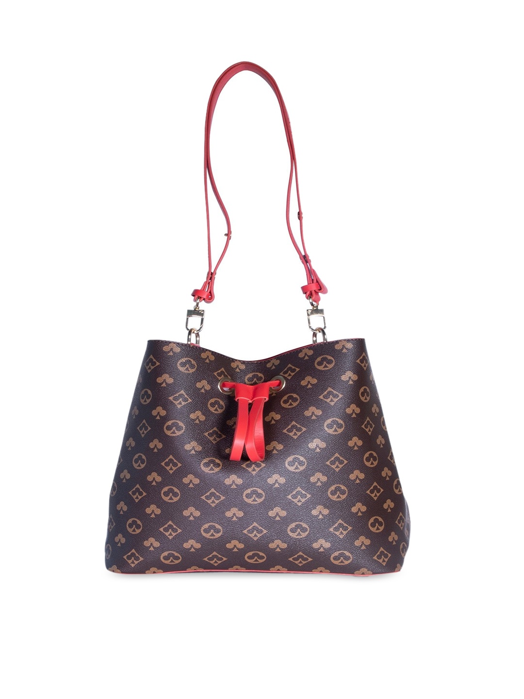 

ELOPPE Brown Printed Leather Structured Shoulder Bag