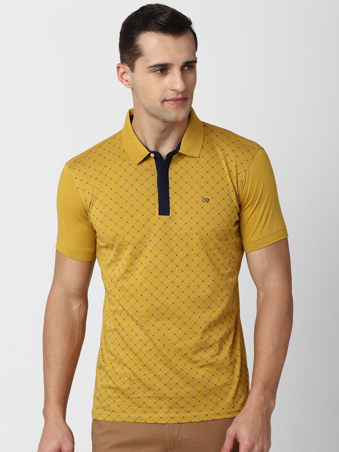 

Peter England Casuals Men Yellow Polo Collar Slim Fit T-shirt