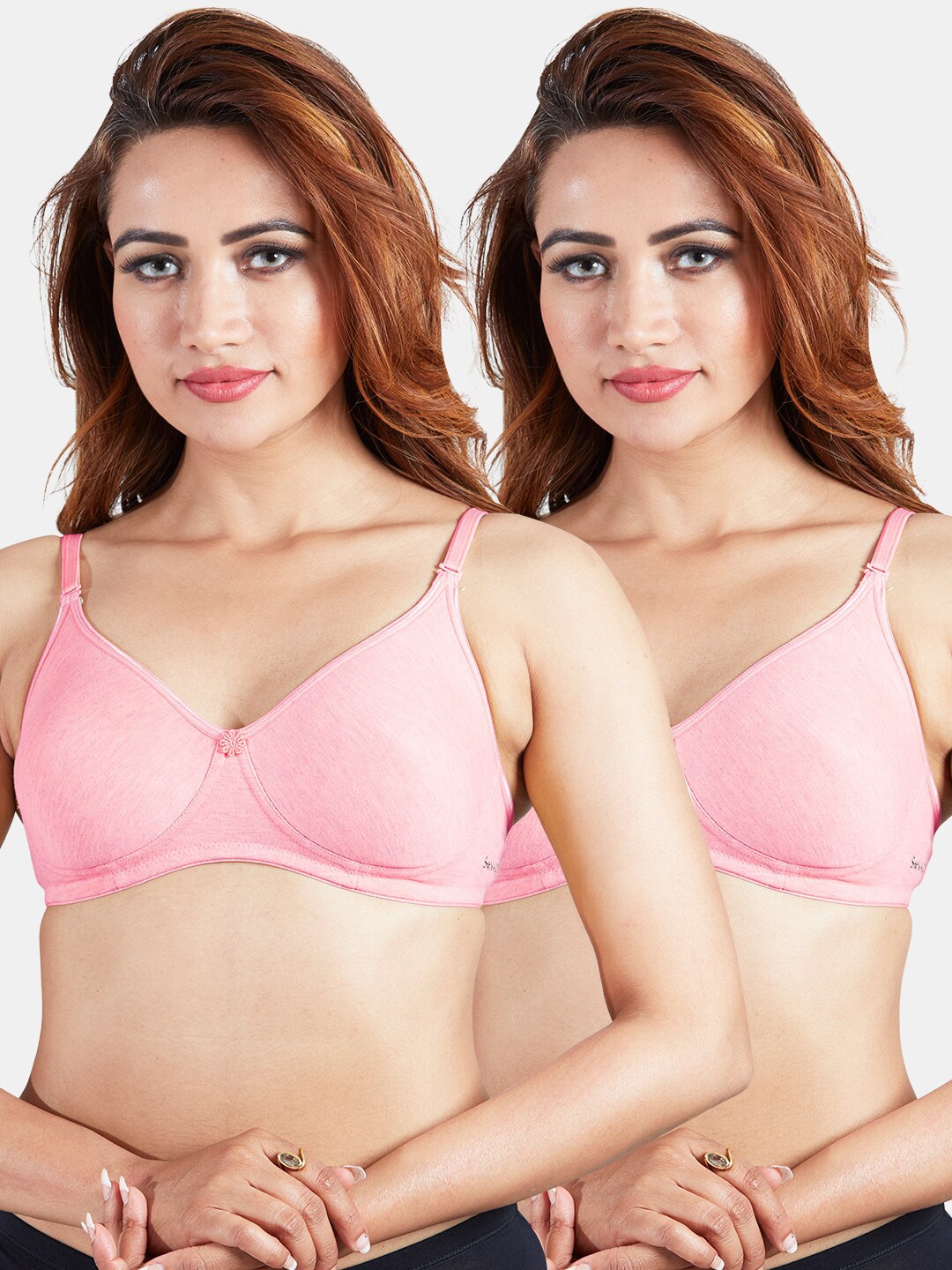 

Sonari Set Of 2 Pink Non Padded & Non Wired Solid Bra