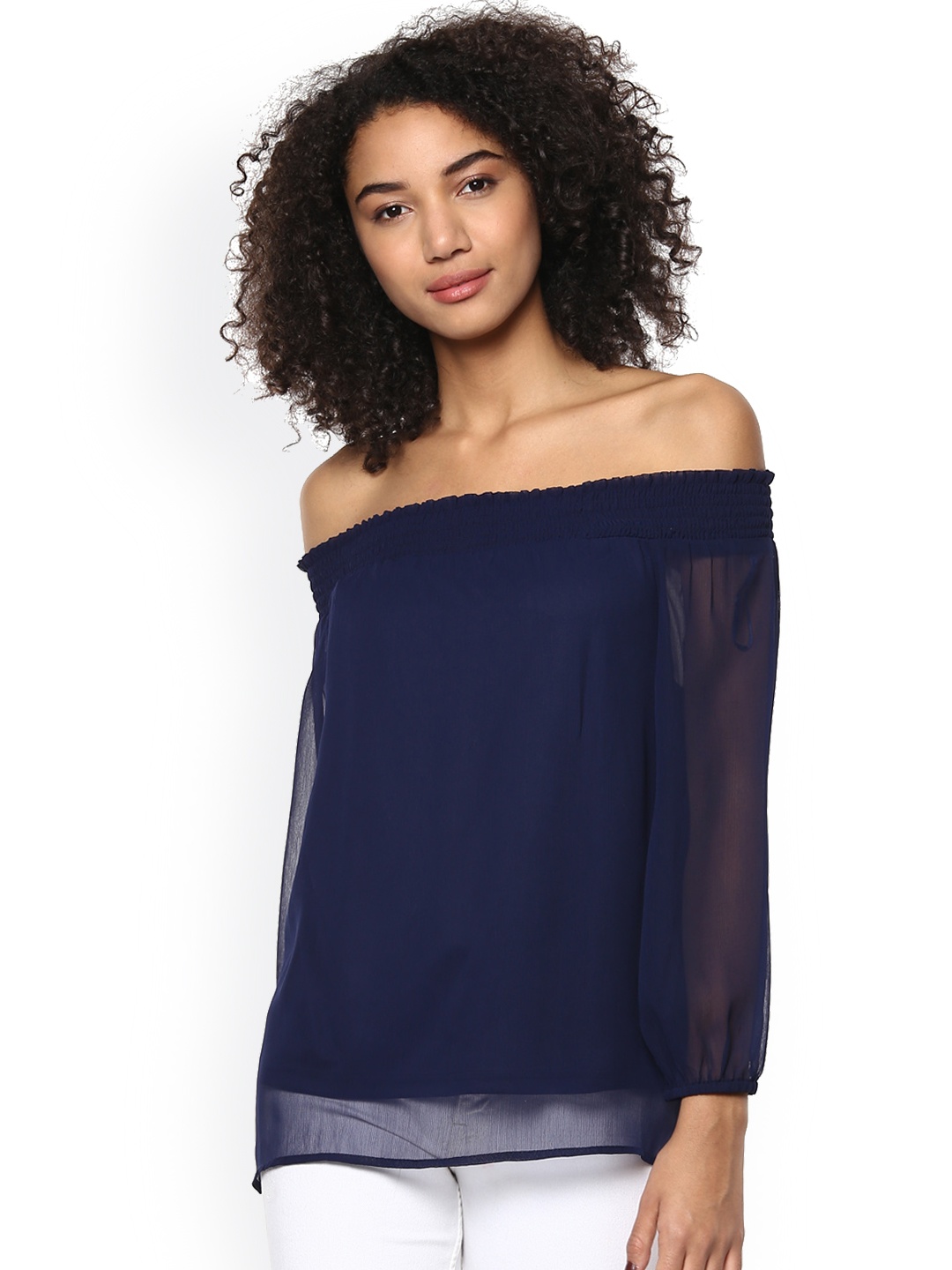 

Harpa Navy Bardot Top, Navy blue