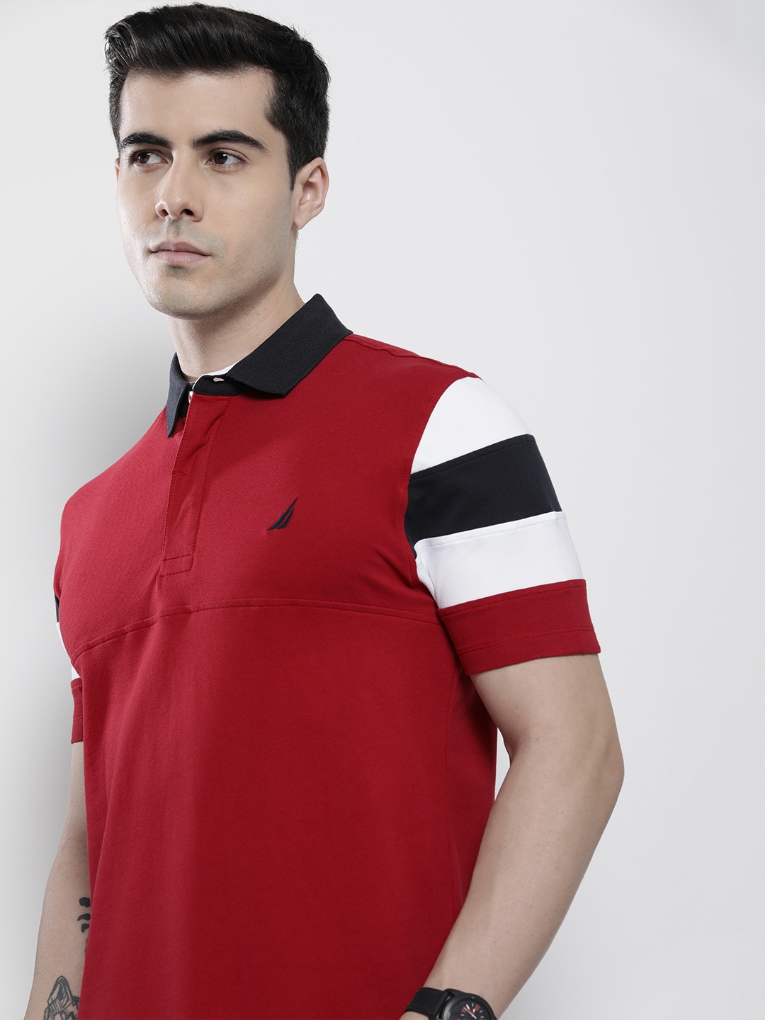 

Nautica Men Maroon Polo Collar T-shirt