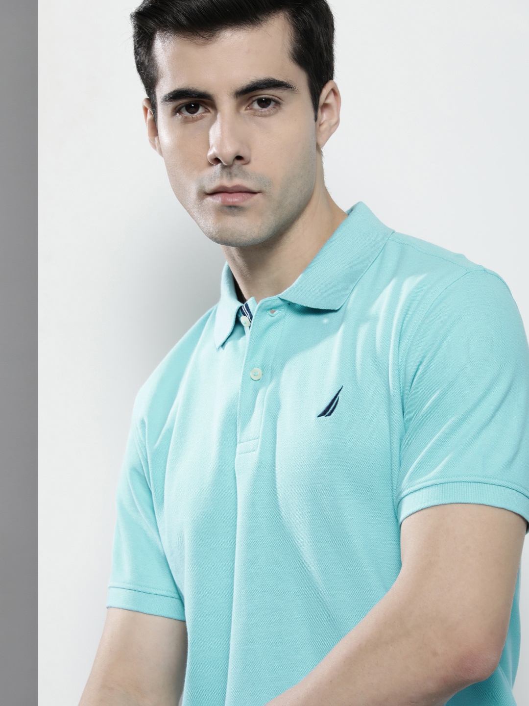 

Nautica Men Blue Polo Collar Pure Cotton Slim Fit T-shirt