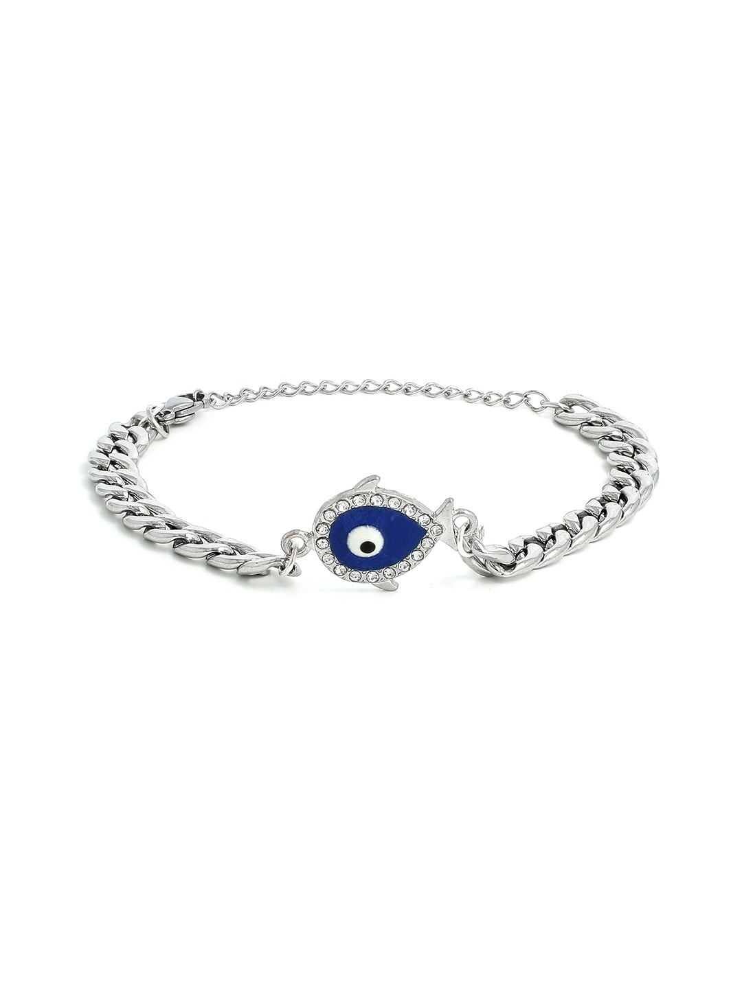 

EL REGALO Unisex Silver-Toned & Blue Wraparound Bracelet