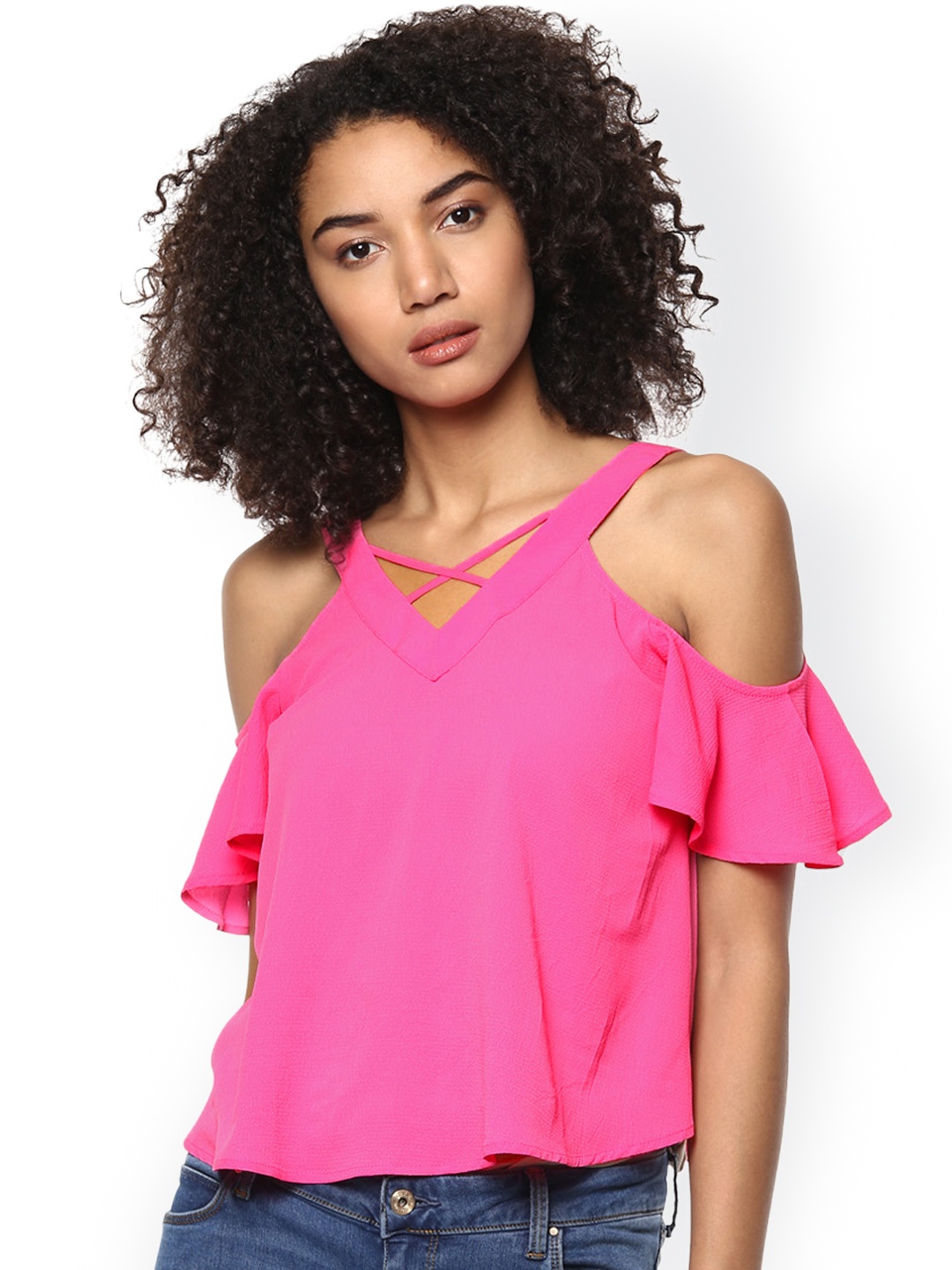 

Harpa Pink Cold Shoulder Top