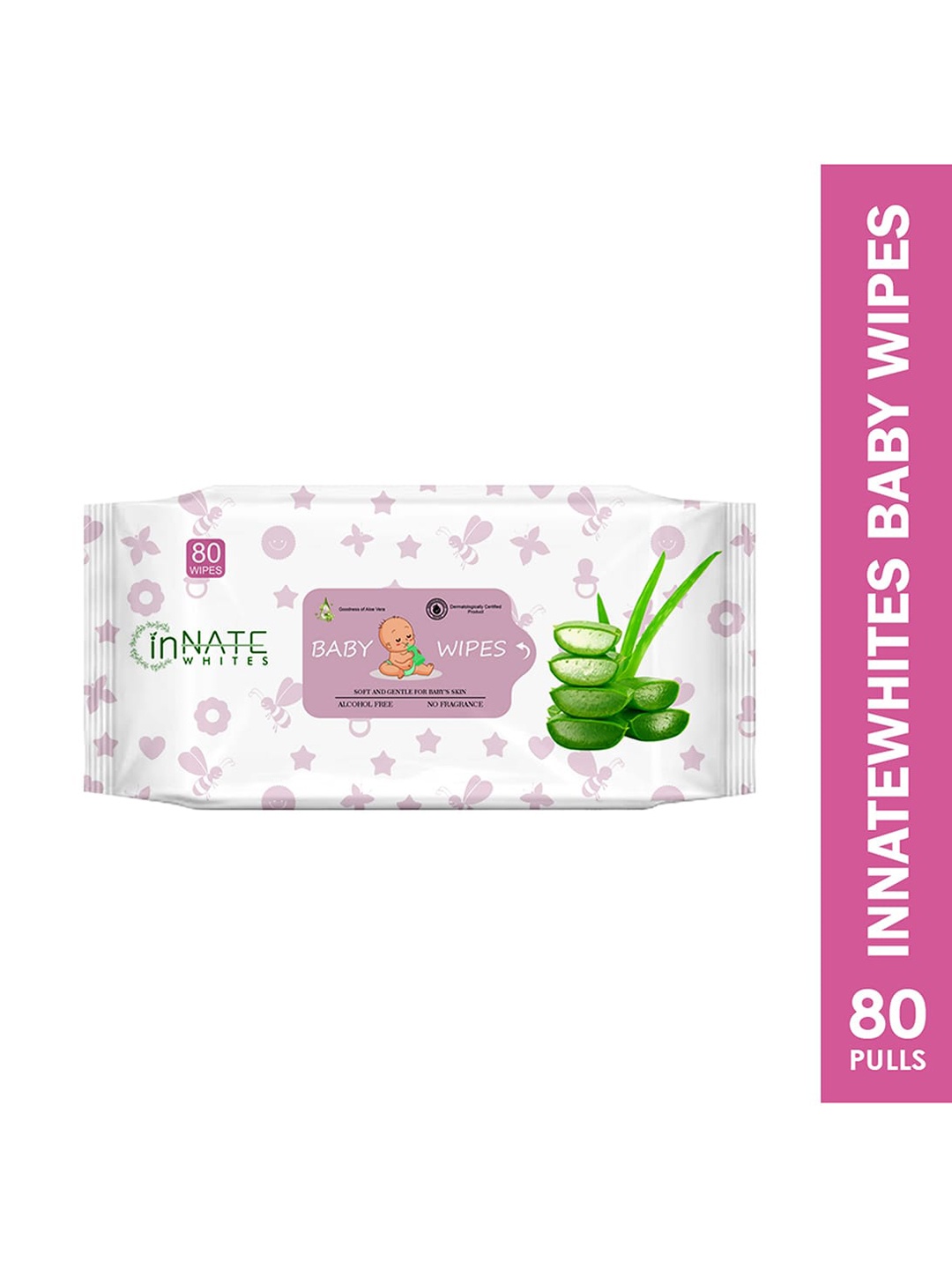 

InnateWhites Kids Set of 6 Soft & Gentle Baby Wipes with Aloe Vera - 80 Wipes Each, Pink