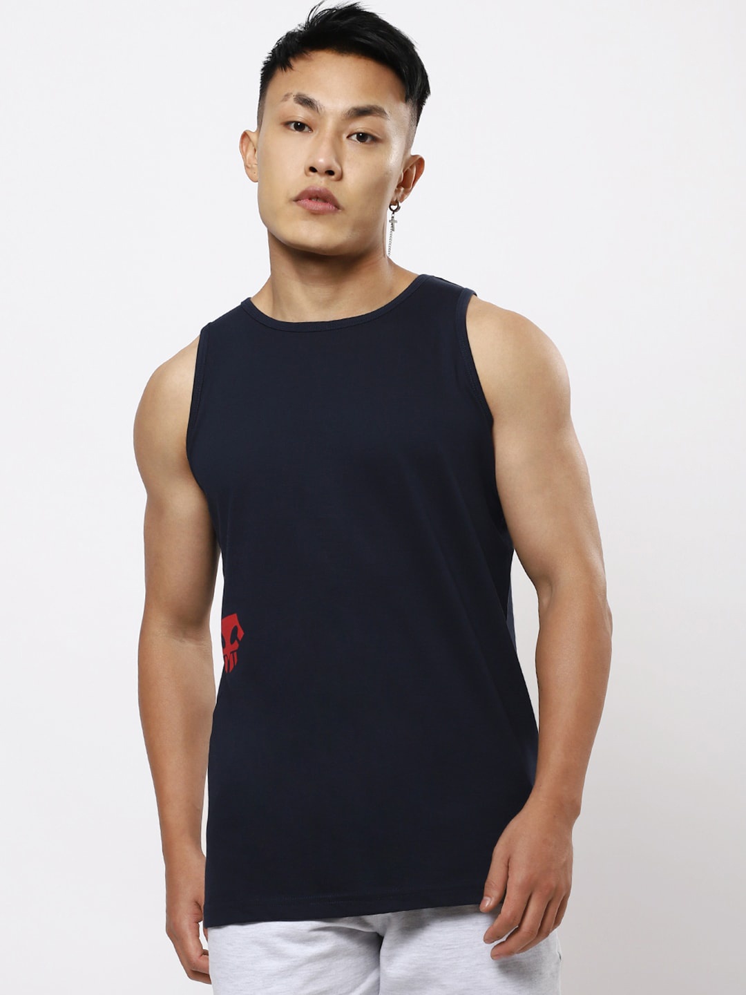 

Bewakoof Men Blue & Red Printed Pure Cotton Basic Innerwear Vests