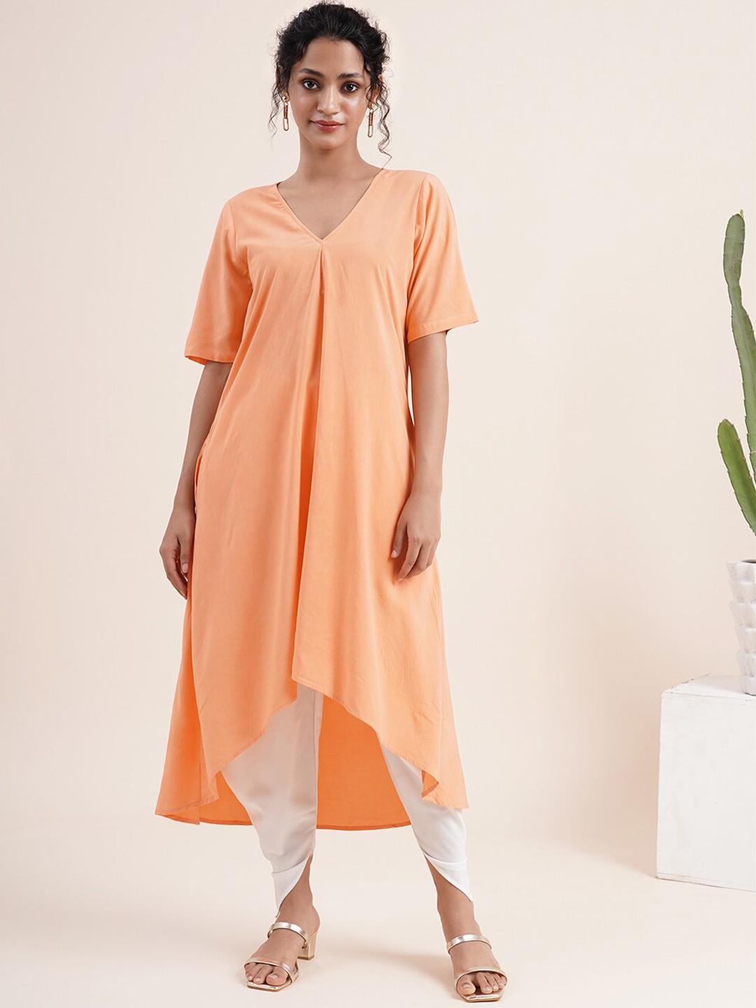 

Abhishti Women Peach-Coloured A-line Kurta