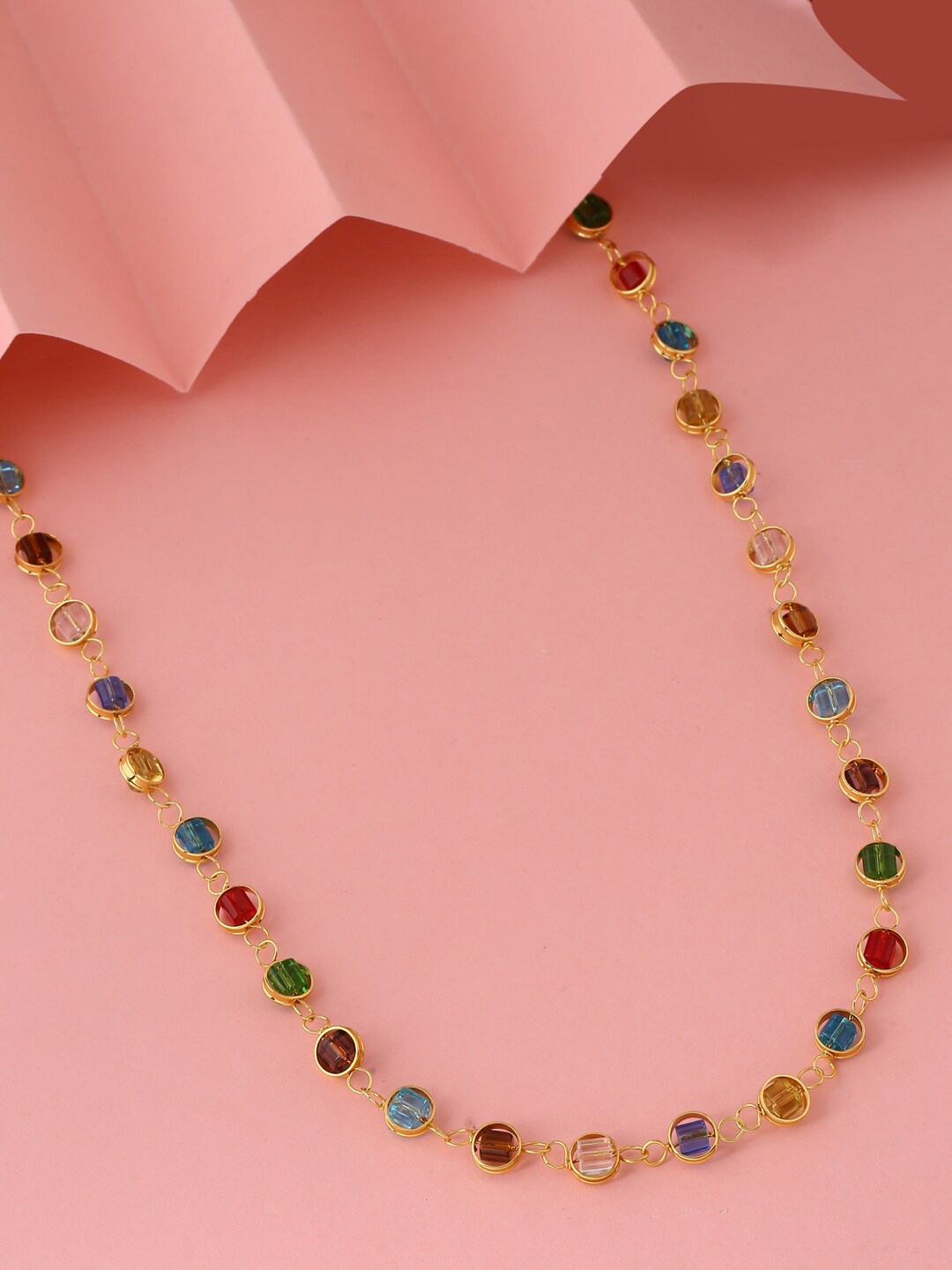 

VIRAASI Women Multicolour Gold-Plated Navratna Stone Necklace, Multi