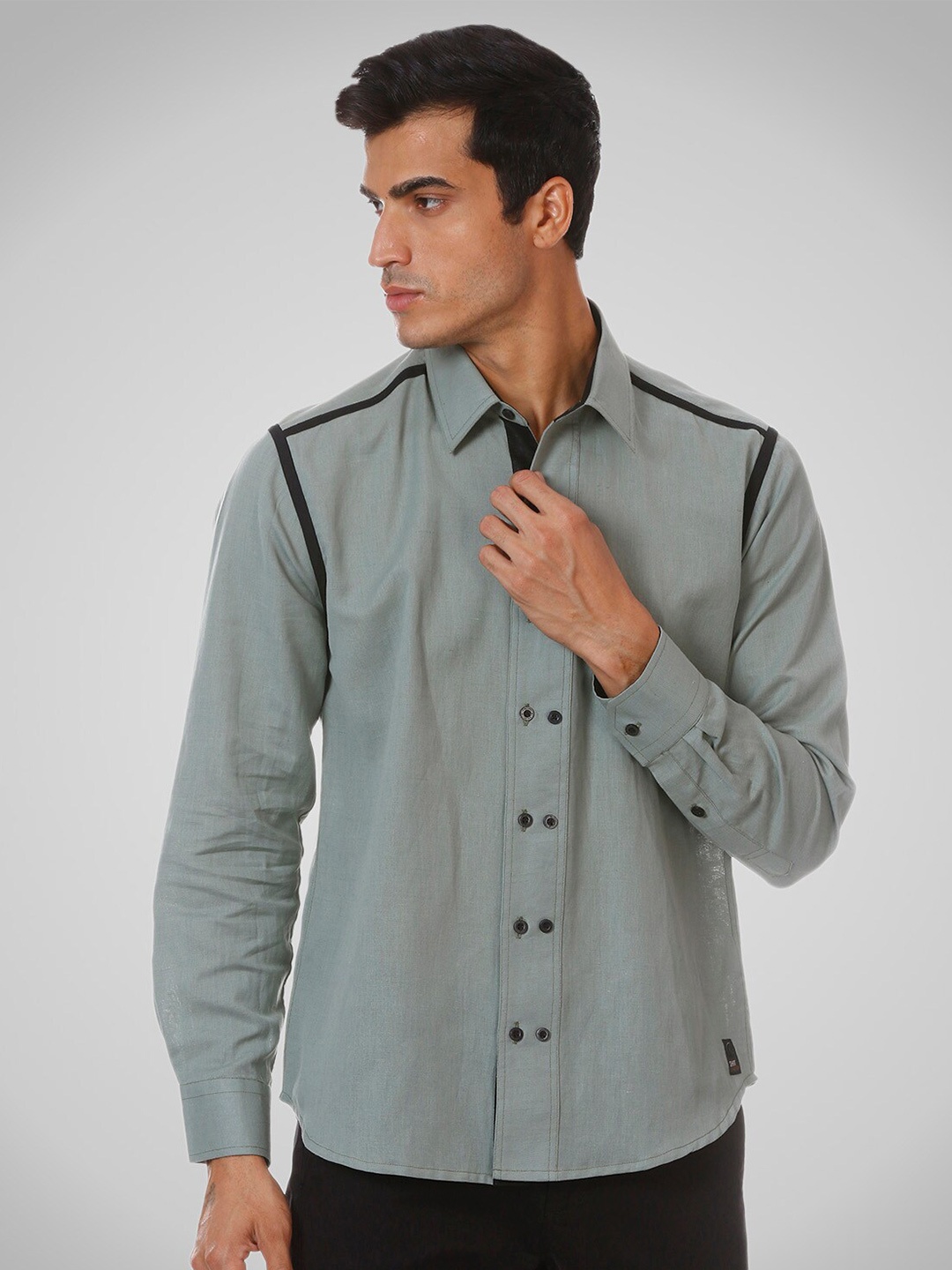 

SHIRT THEORY Men Green Comfort Casual Shirt