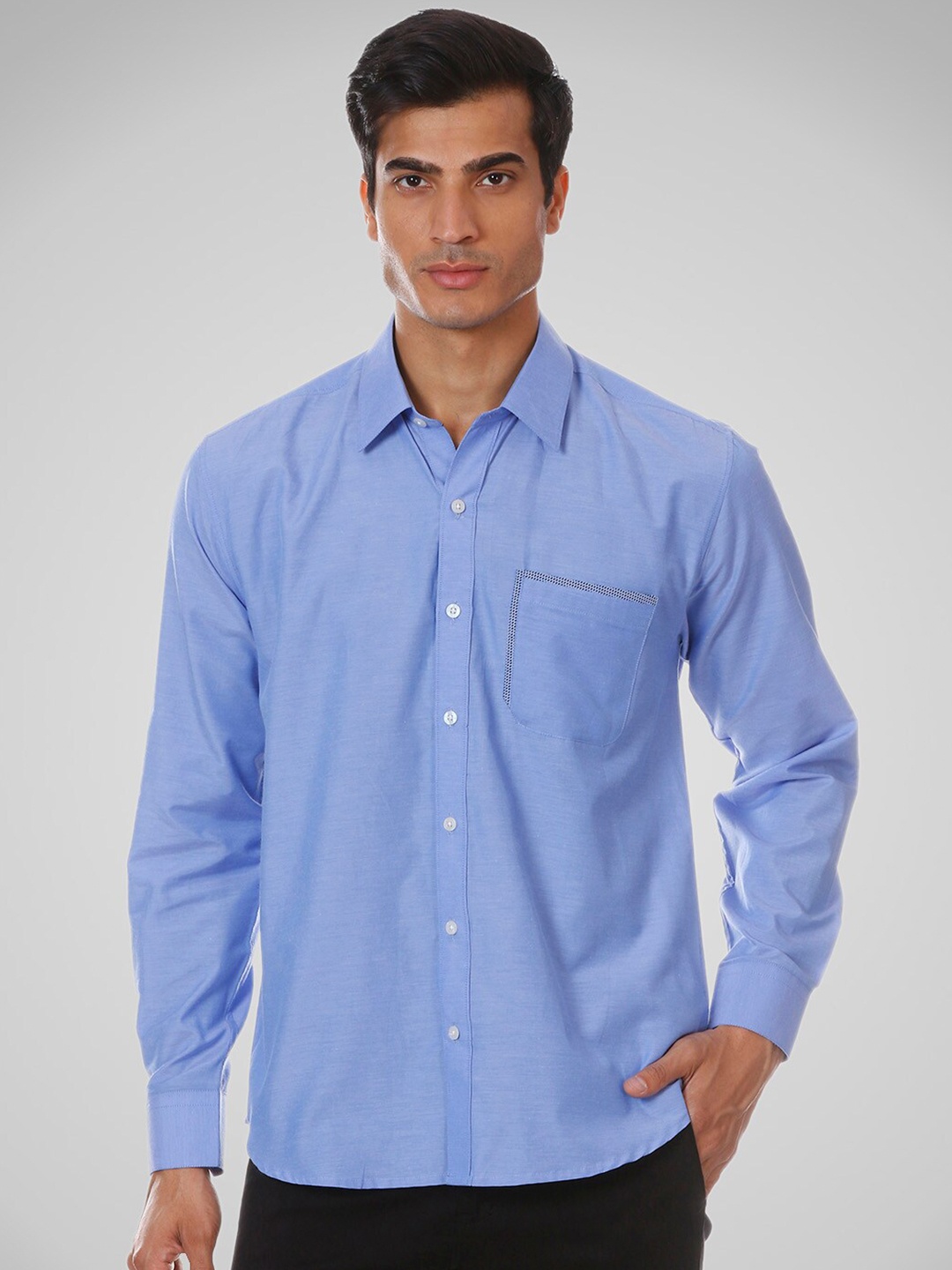 

SHIRT THEORY Men Blue Comfort Casual Shirt