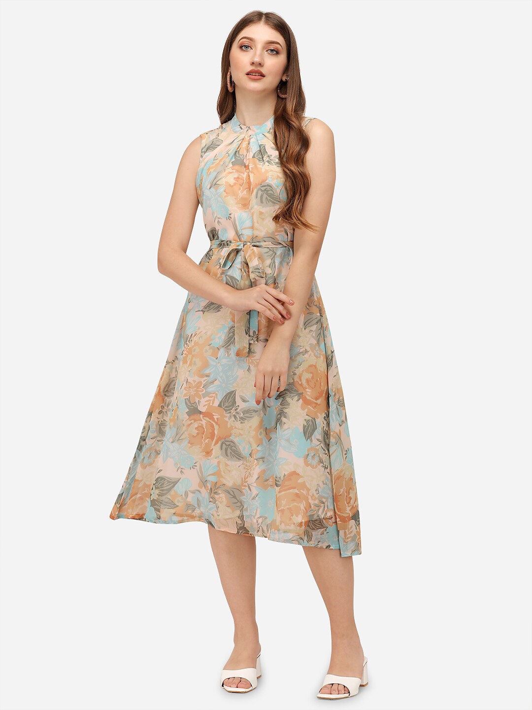 

Fbella Multicoloured Georgette Midi Dress, Multi