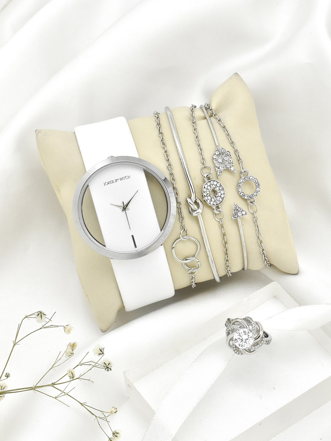 

JOKER & WITCH Women Silver-Toned & White Watch Gift Set