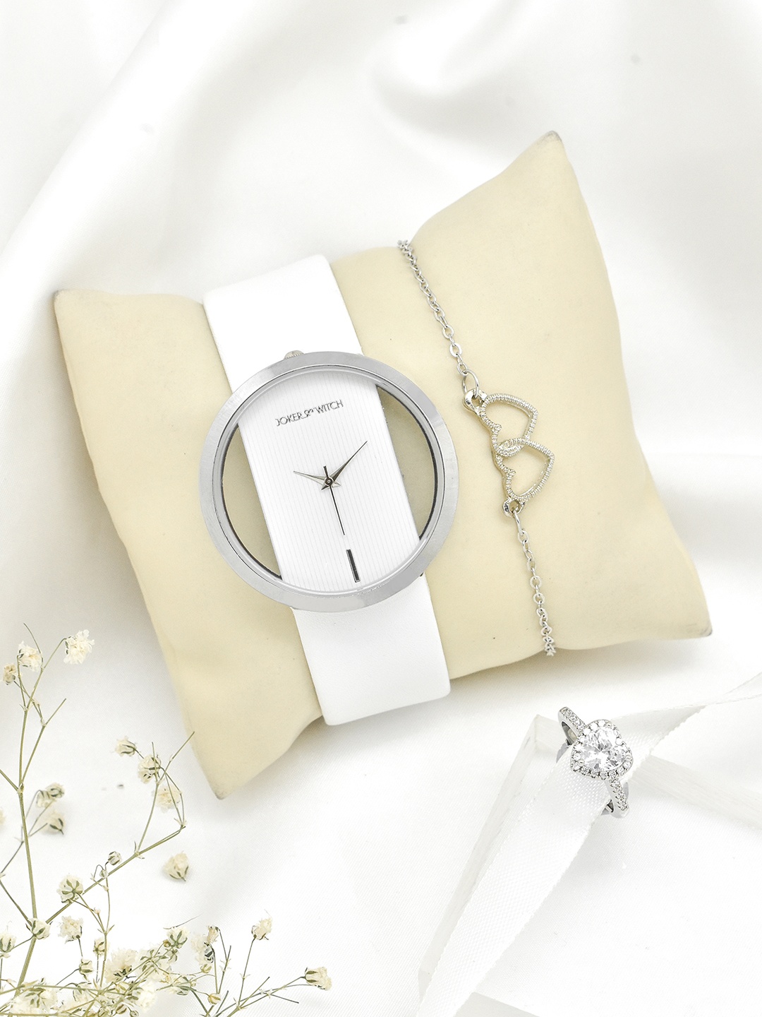

JOKER & WITCH Women Silver-Toned & White Watch Gift Set