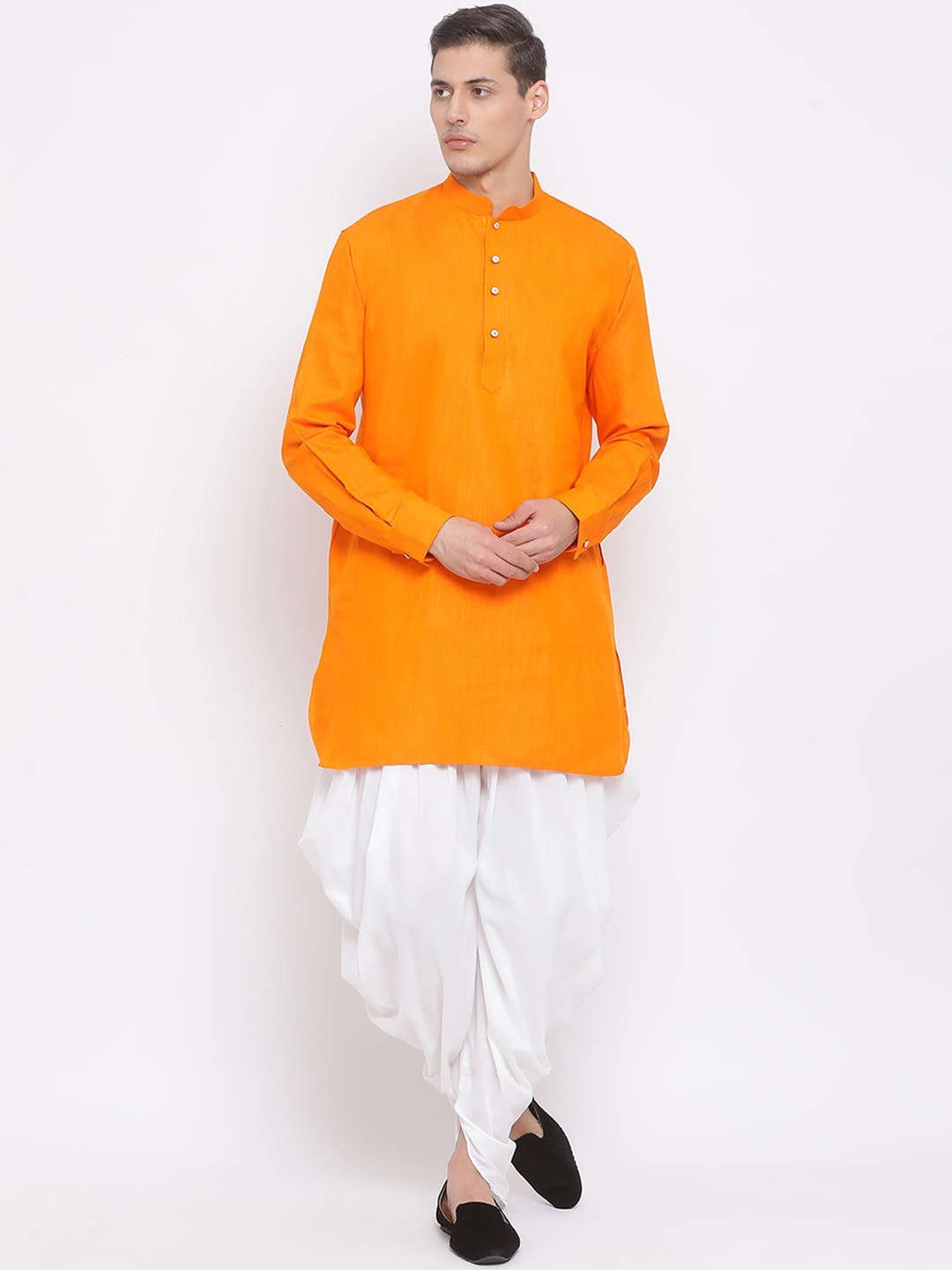 

VASTRAMAY Men Orange Kurta with Dhoti Pants