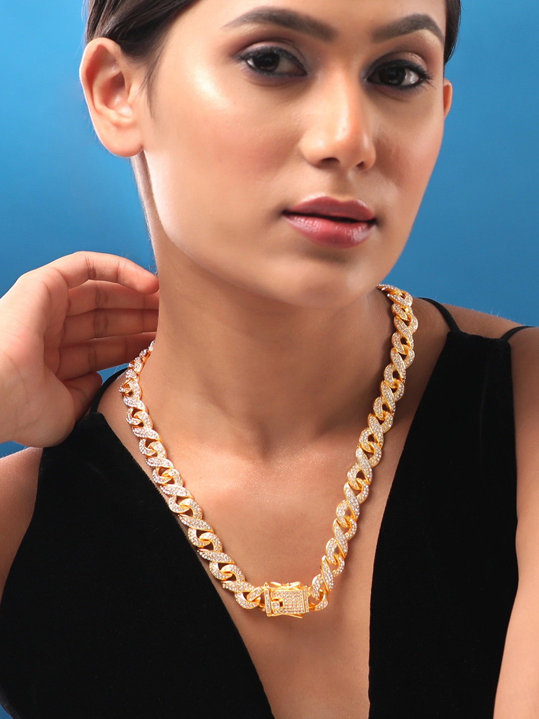 

TOKYO TALKIES X rubans FASHION ACCESSORIES Gold-Toned Studded Link Necklace