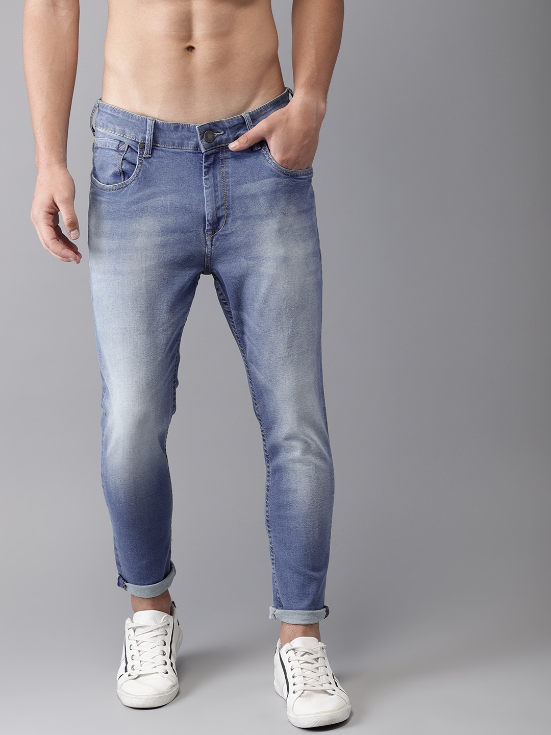 

Moda Rapido Men Ankle Slim Tapered Fit Blue Stretchable Jeans