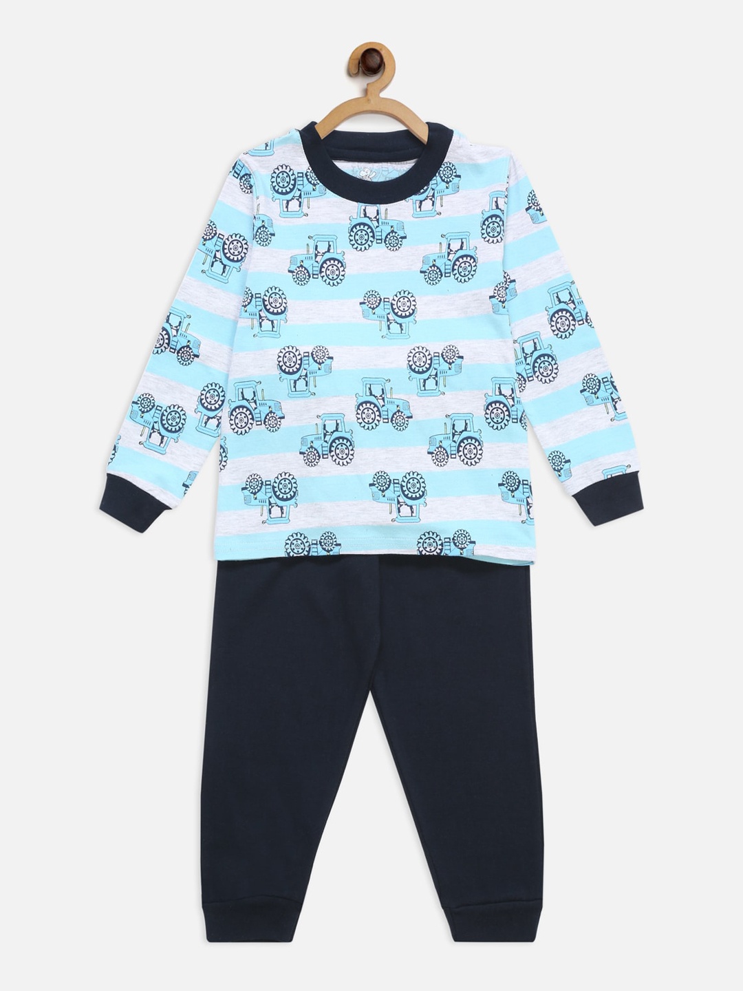 

Hippodrome Boys Navy Blue & Blue Printed Pure Cotton Night suit