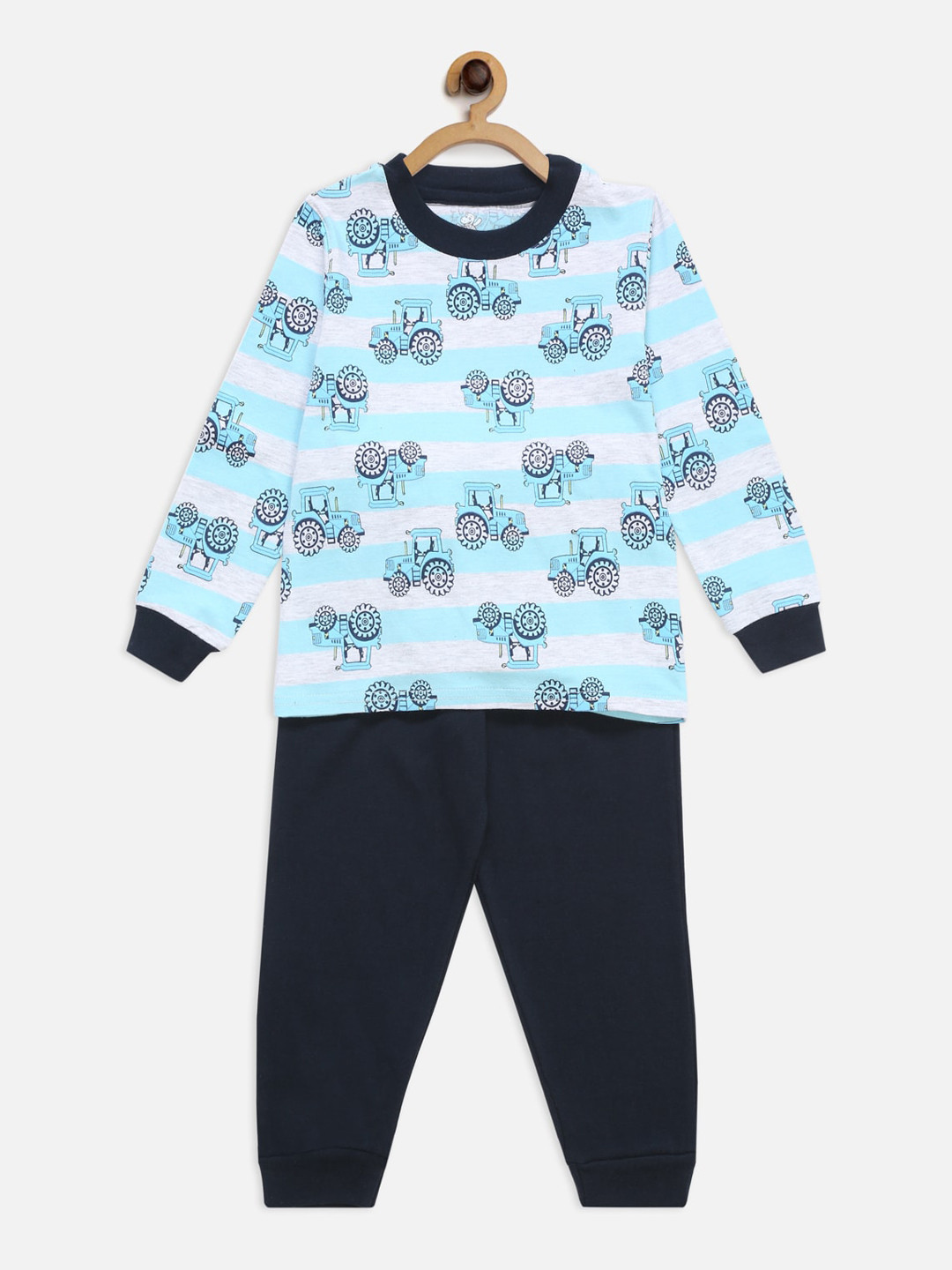 

Hippodrome Boys Navy Blue & White Printed Cotton Night suit
