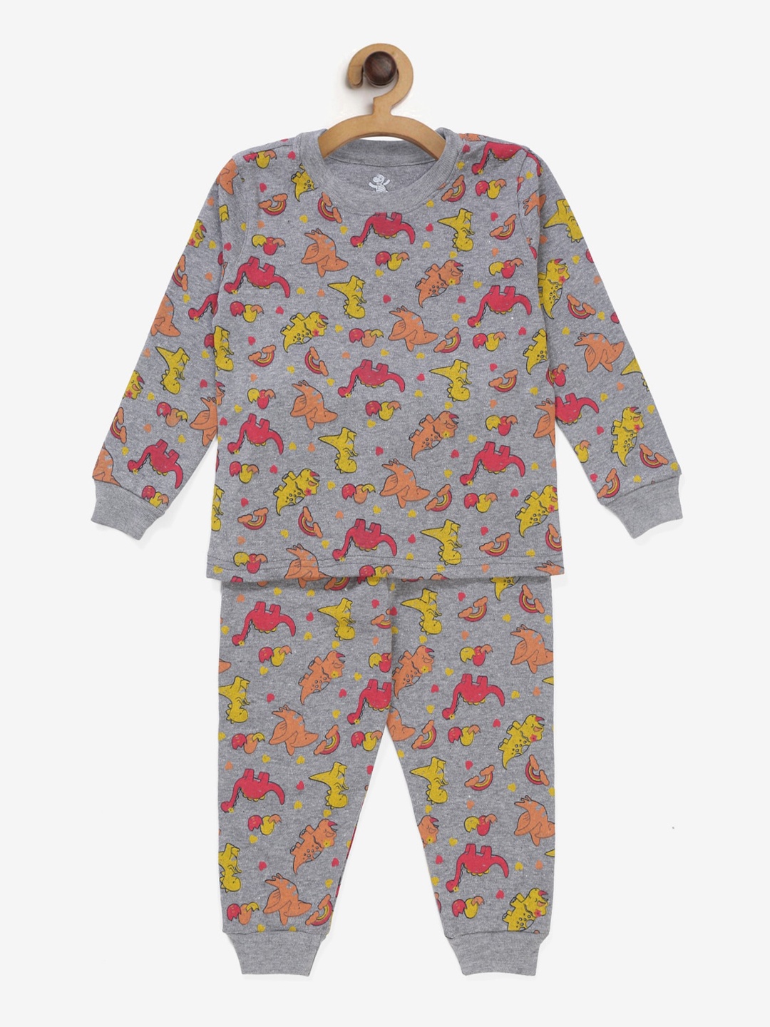 

Hippodrome Boys Grey & Red Printed Pure Cotton Night suit