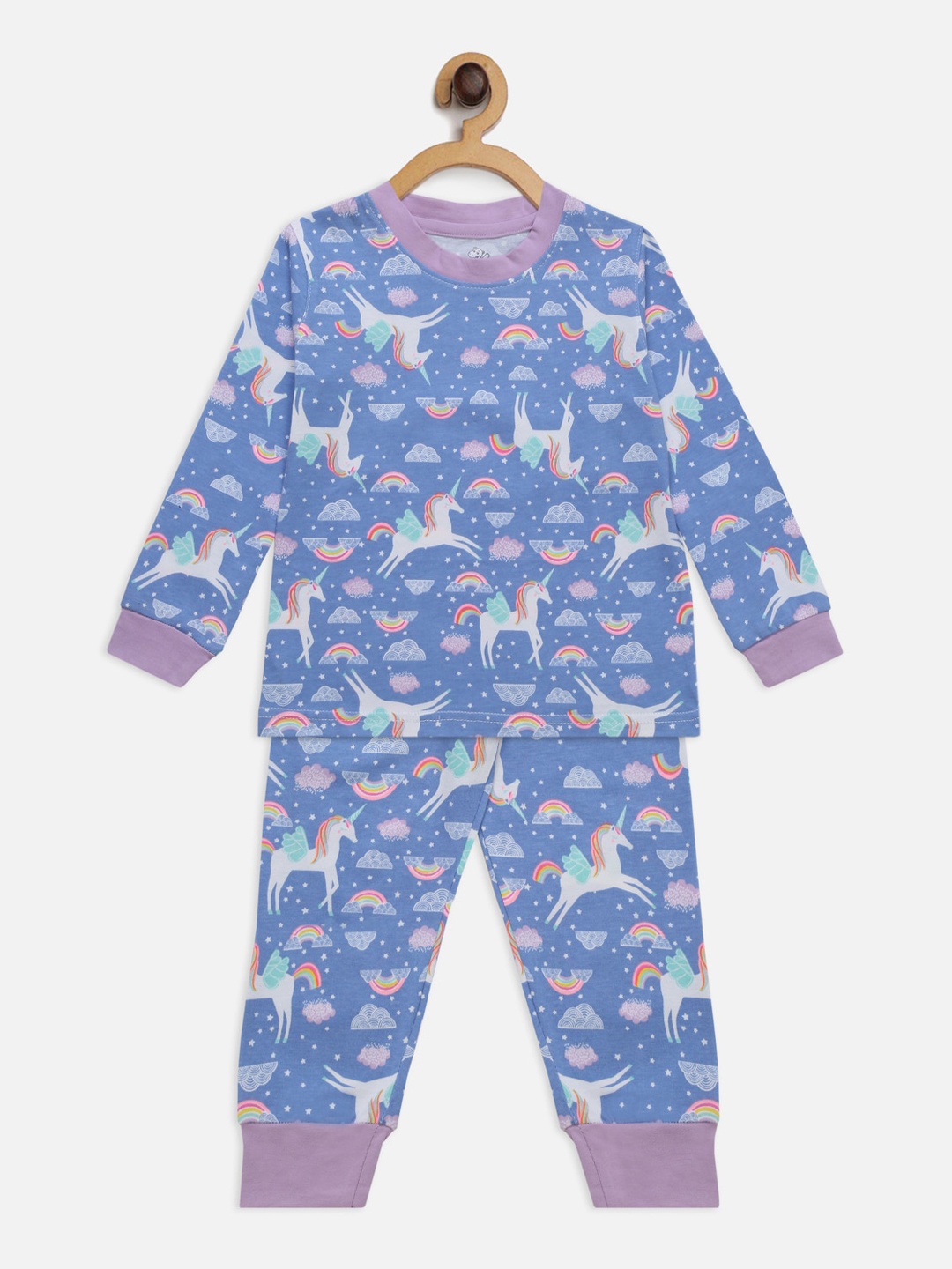 

Hippodrome Girls Blue & White Printed Pure Cotton Night suit