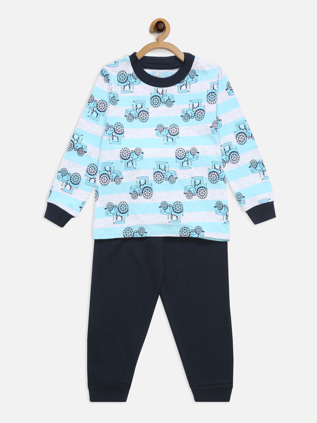 

Hippodrome Boys Navy Blue & White Printed Cotton Night suit