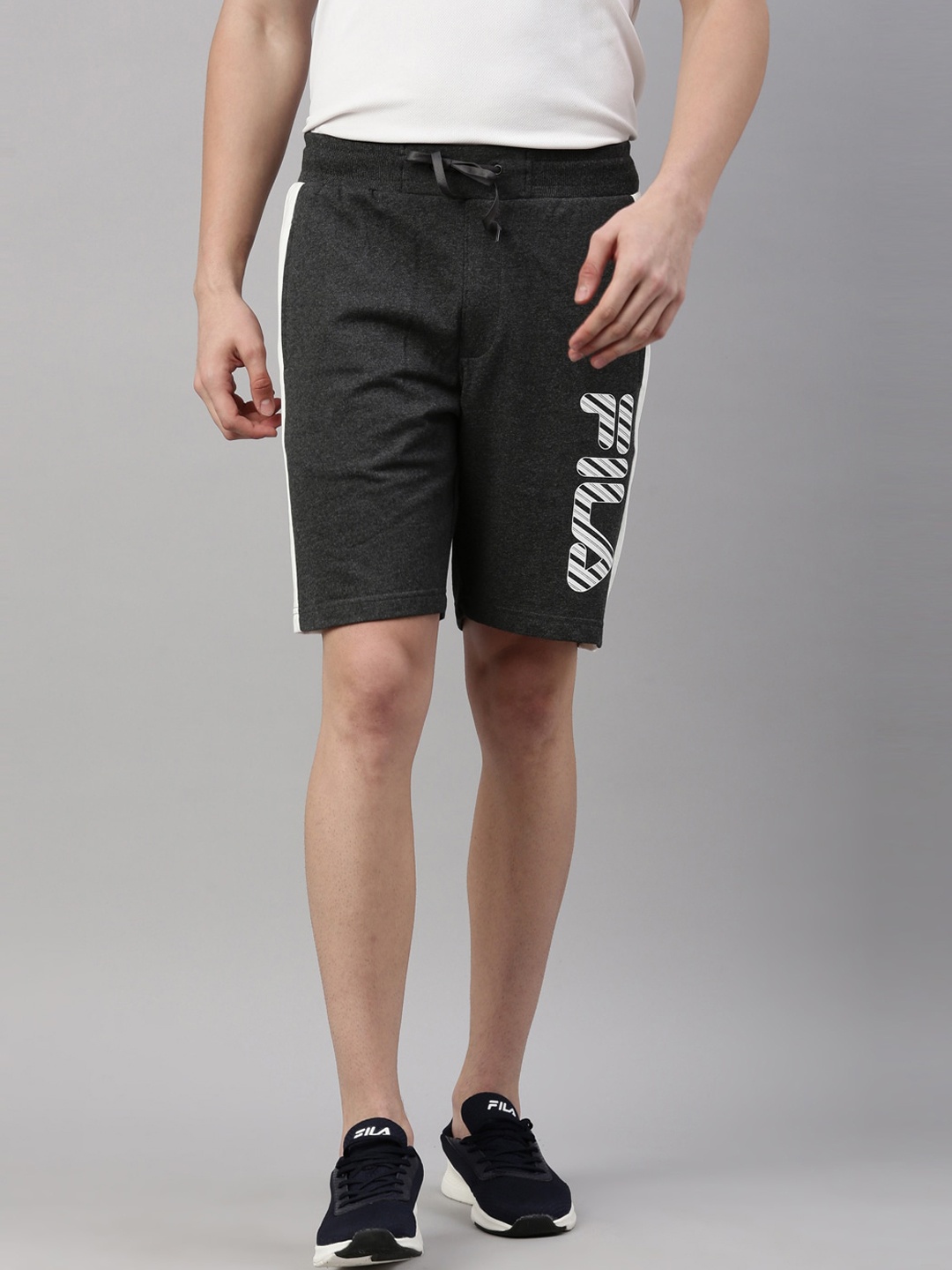 

FILA Men Grey Training or Gym Cotton Sports Shorts