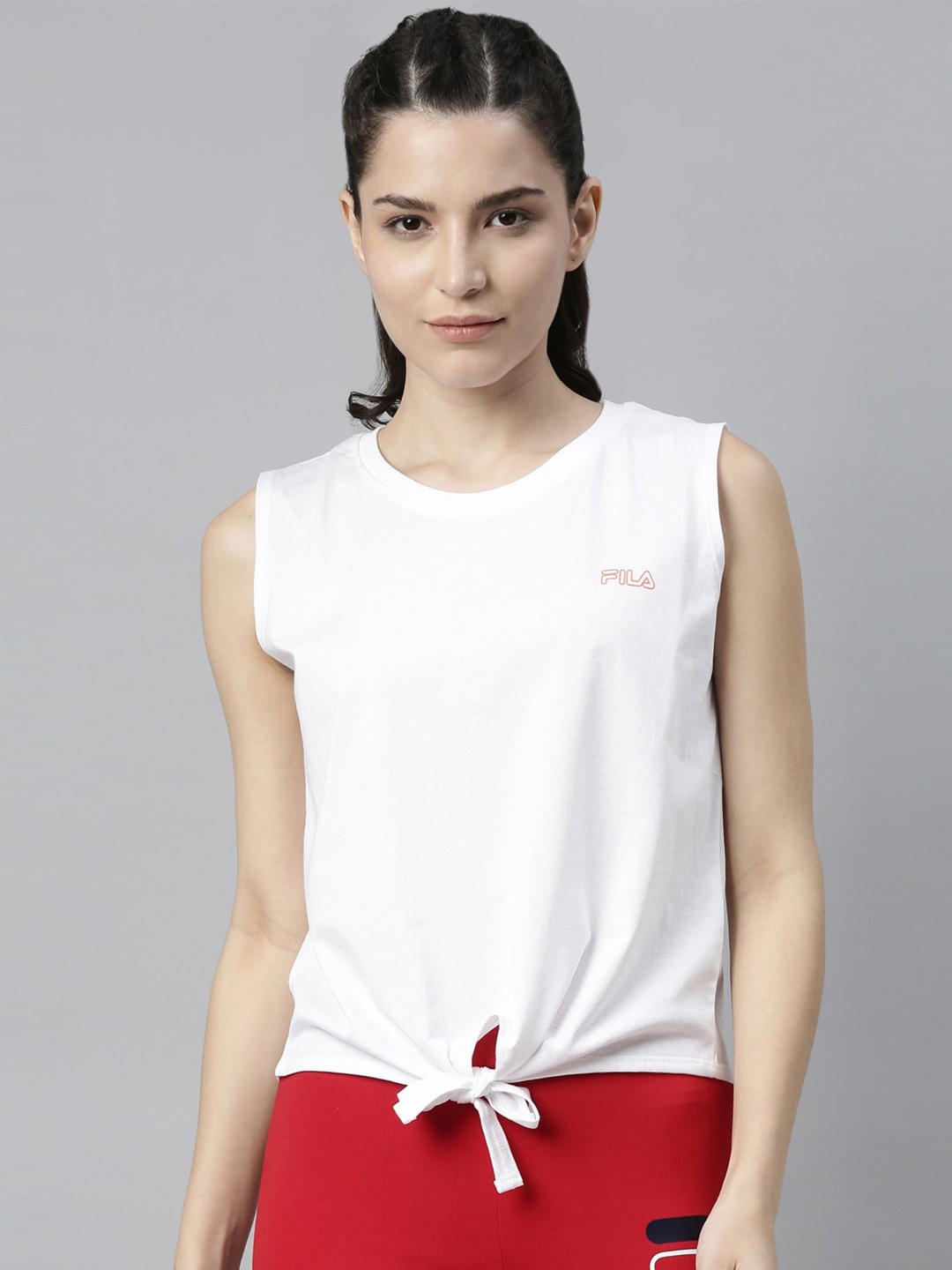 

FILA Women White Organic Cotton Training or Gym T-shirt