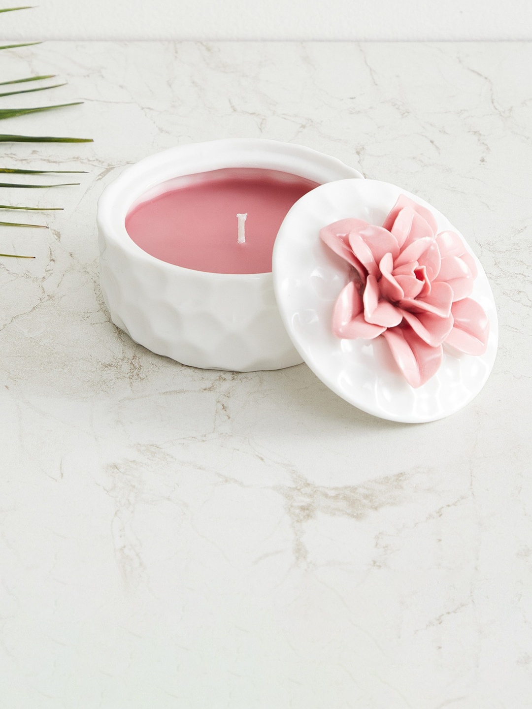 

Home Centre Pink Solid Ceramic Jar Candle With Lid