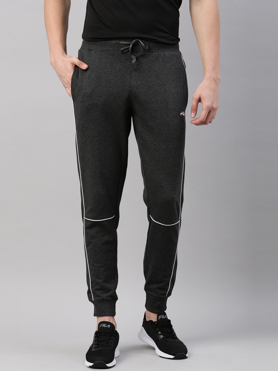 

FILA Men Grey Solid Cotton Joggers
