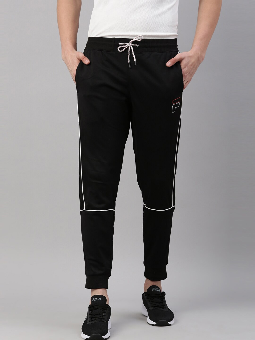 

FILA Men Black Solid Cotton Joggers