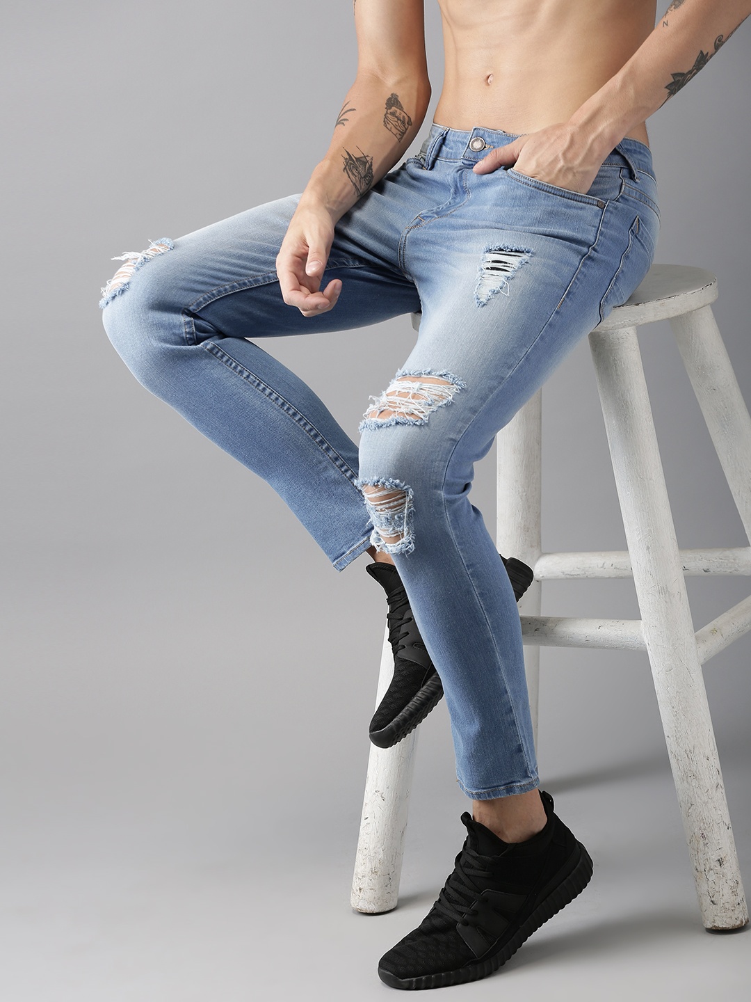 

Moda Rapido Men Blue Ankle Skinny Fit Mid-Rise Mildly Distressed Stretchable Jeans